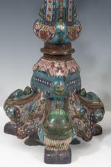 Pair of Chinese Cloisonné Temple Candlesticks