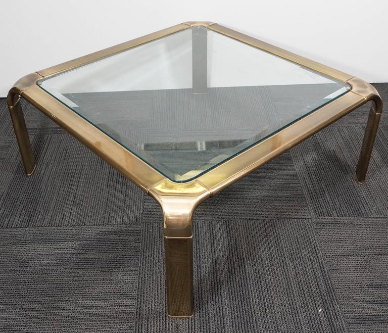 1970s Brass And Glass Waterfall Coffee Table By John