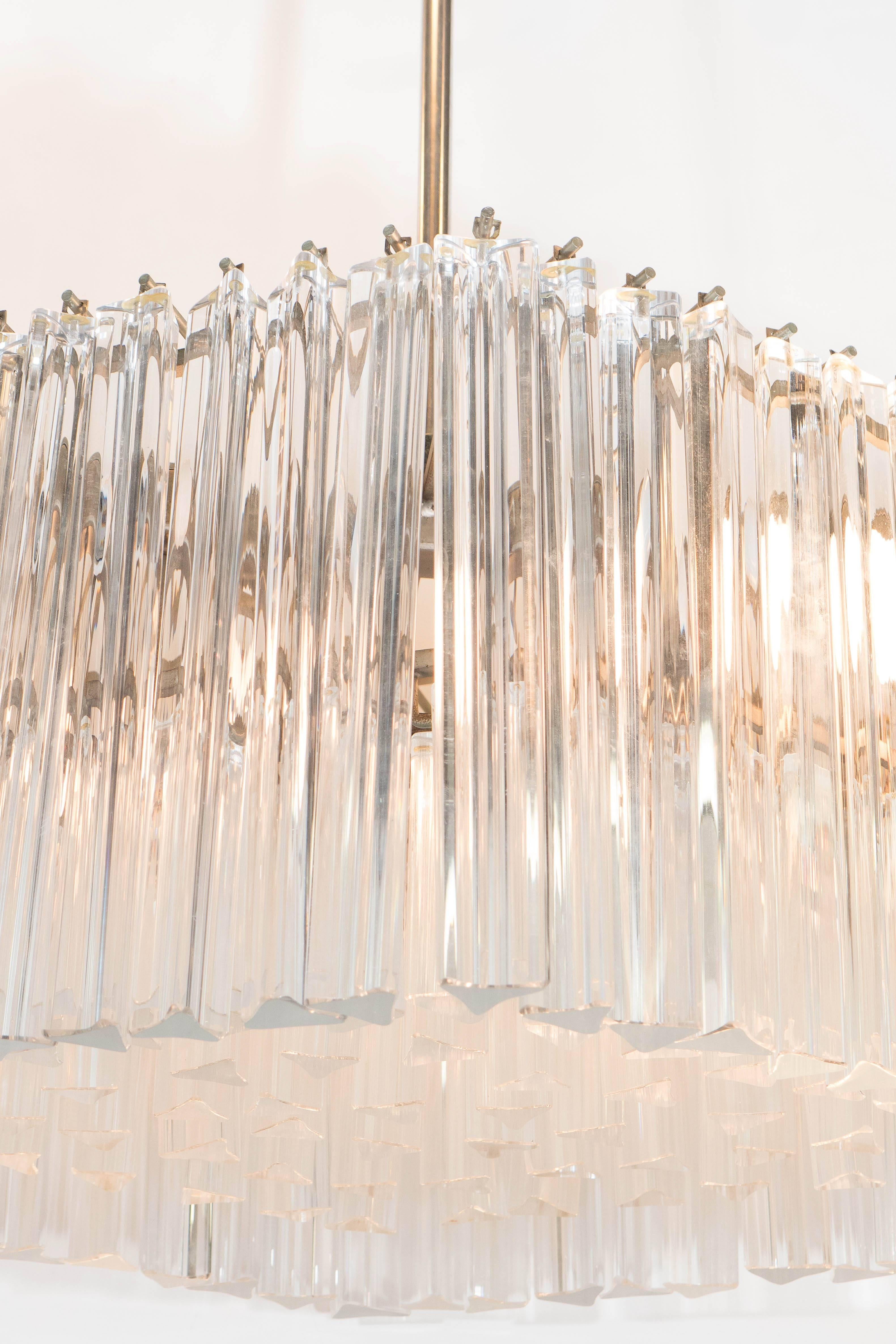 Venini Diamond Form Chandelier with Murano Glass Triedri Prisms In Good Condition In New York, NY