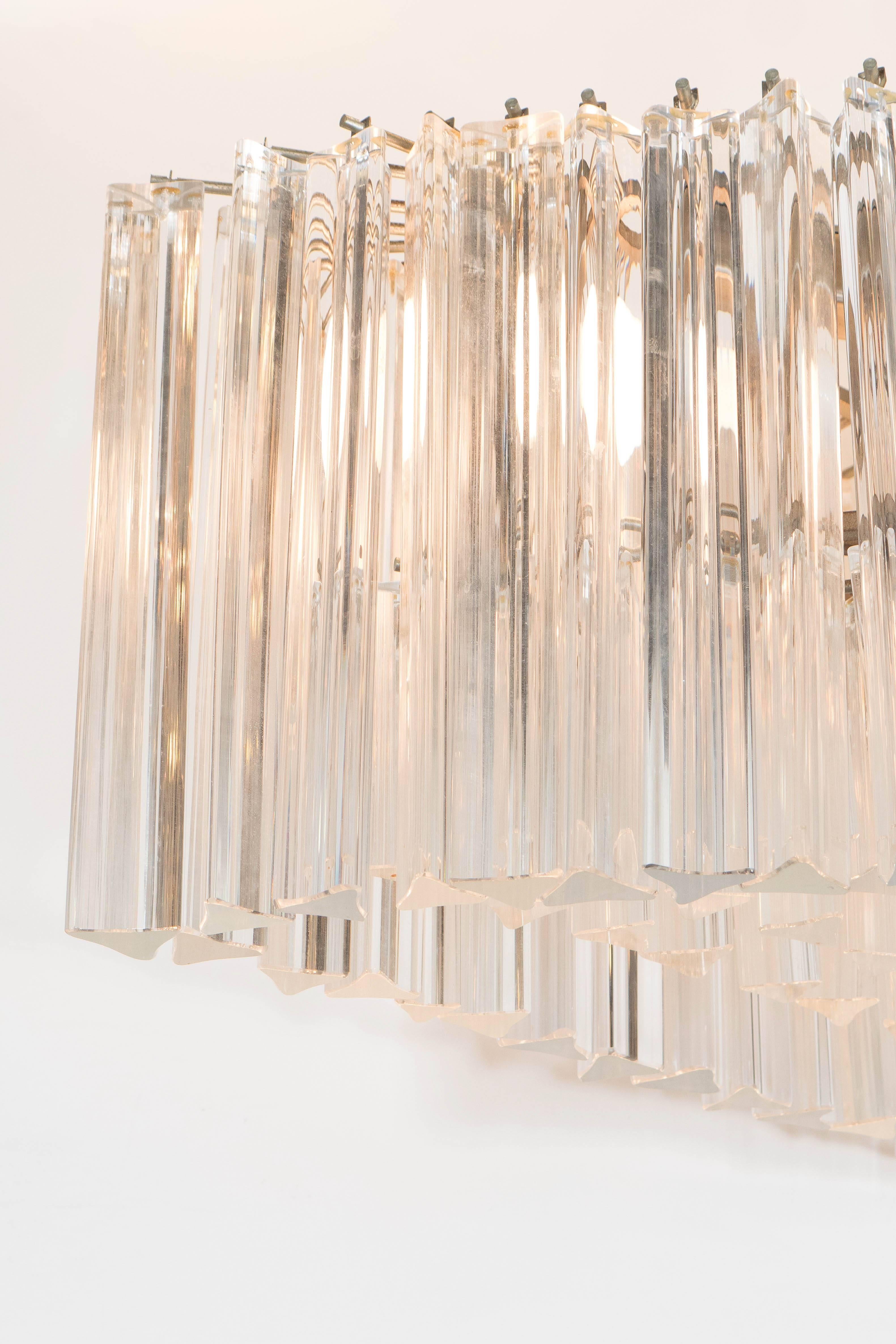 Mid-20th Century Venini Diamond Form Chandelier with Murano Glass Triedri Prisms