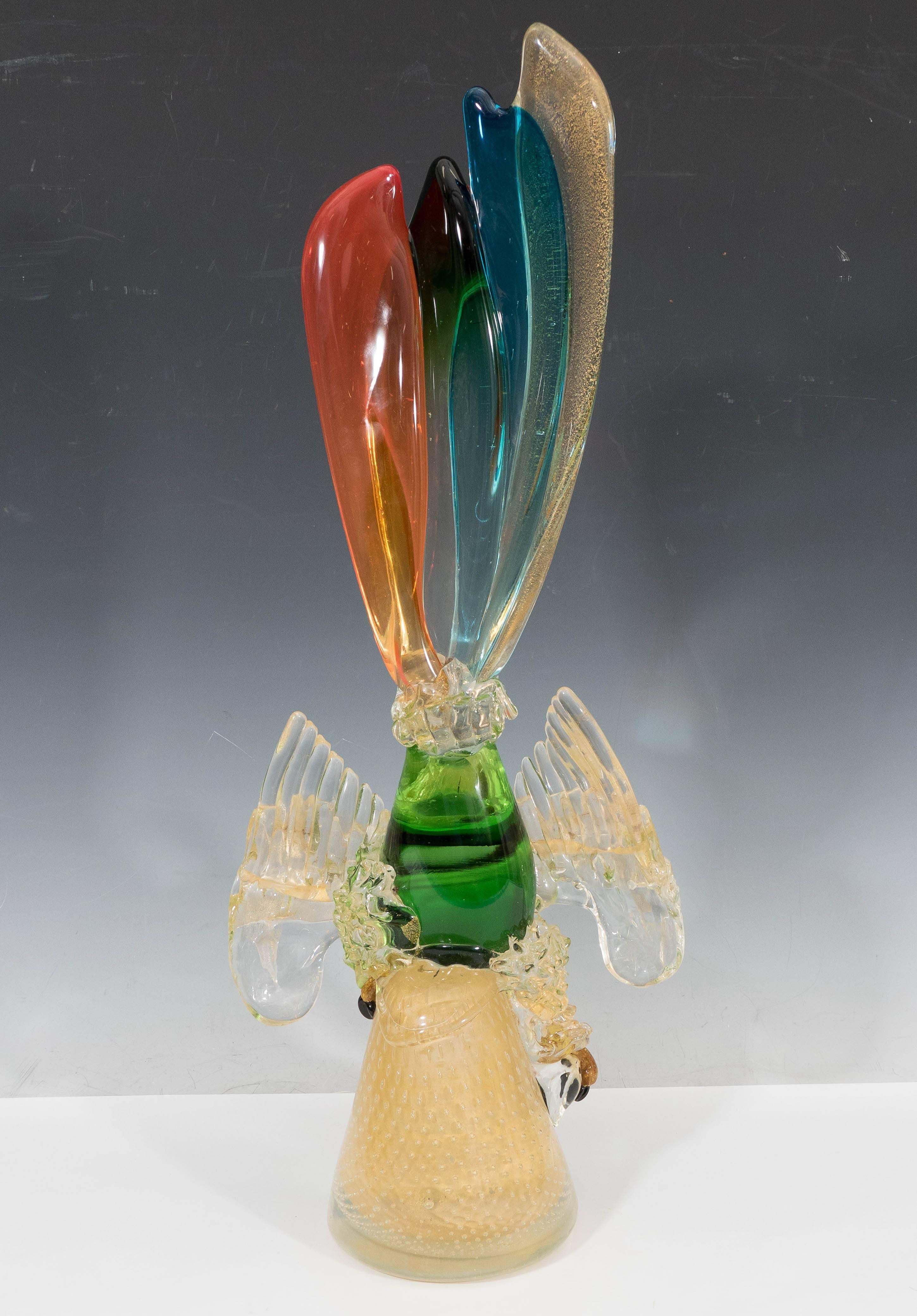 Barovier Toso Style Large Murano Glass Parrot In Good Condition For Sale In New York, NY