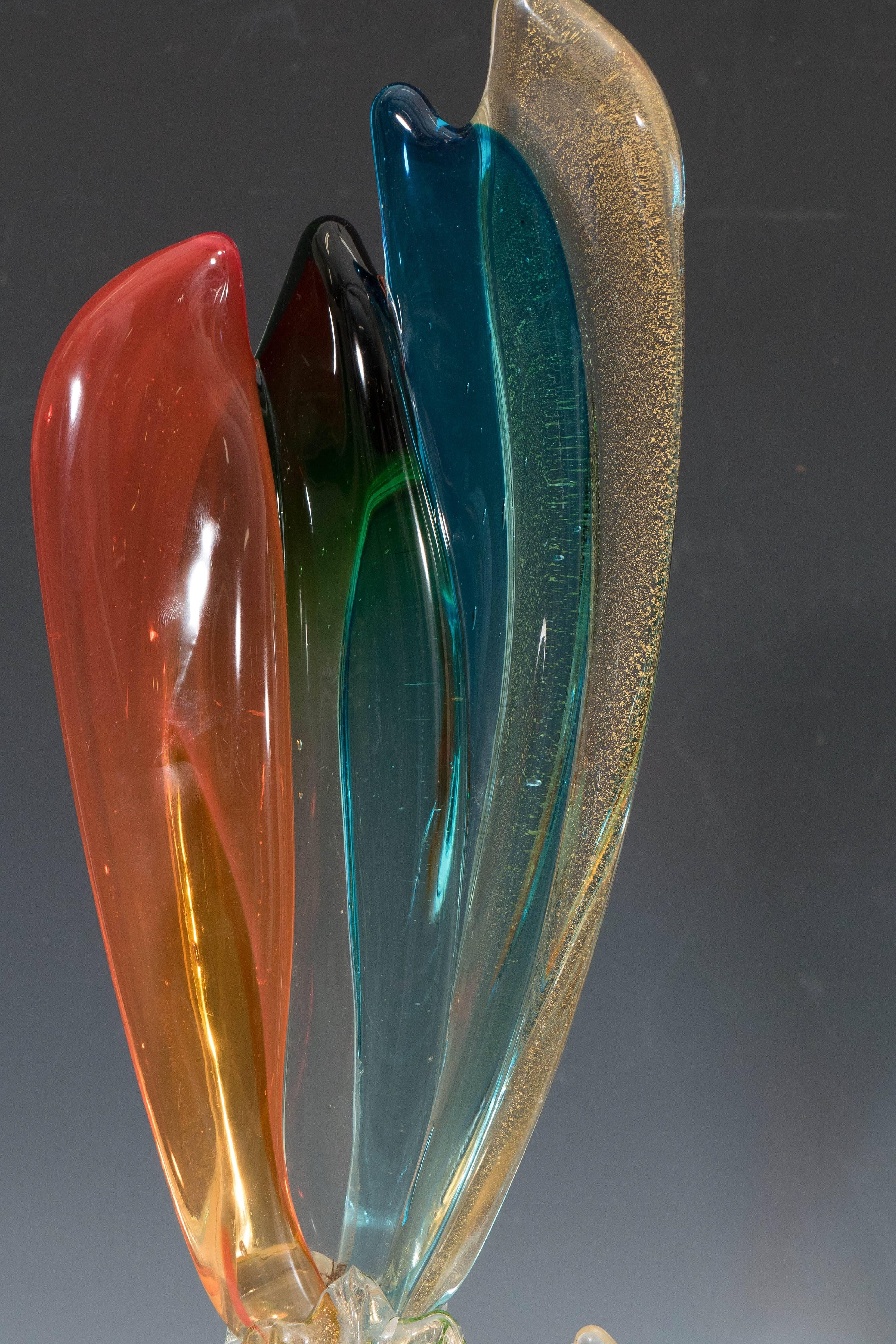 20th Century Barovier Toso Style Large Murano Glass Parrot For Sale