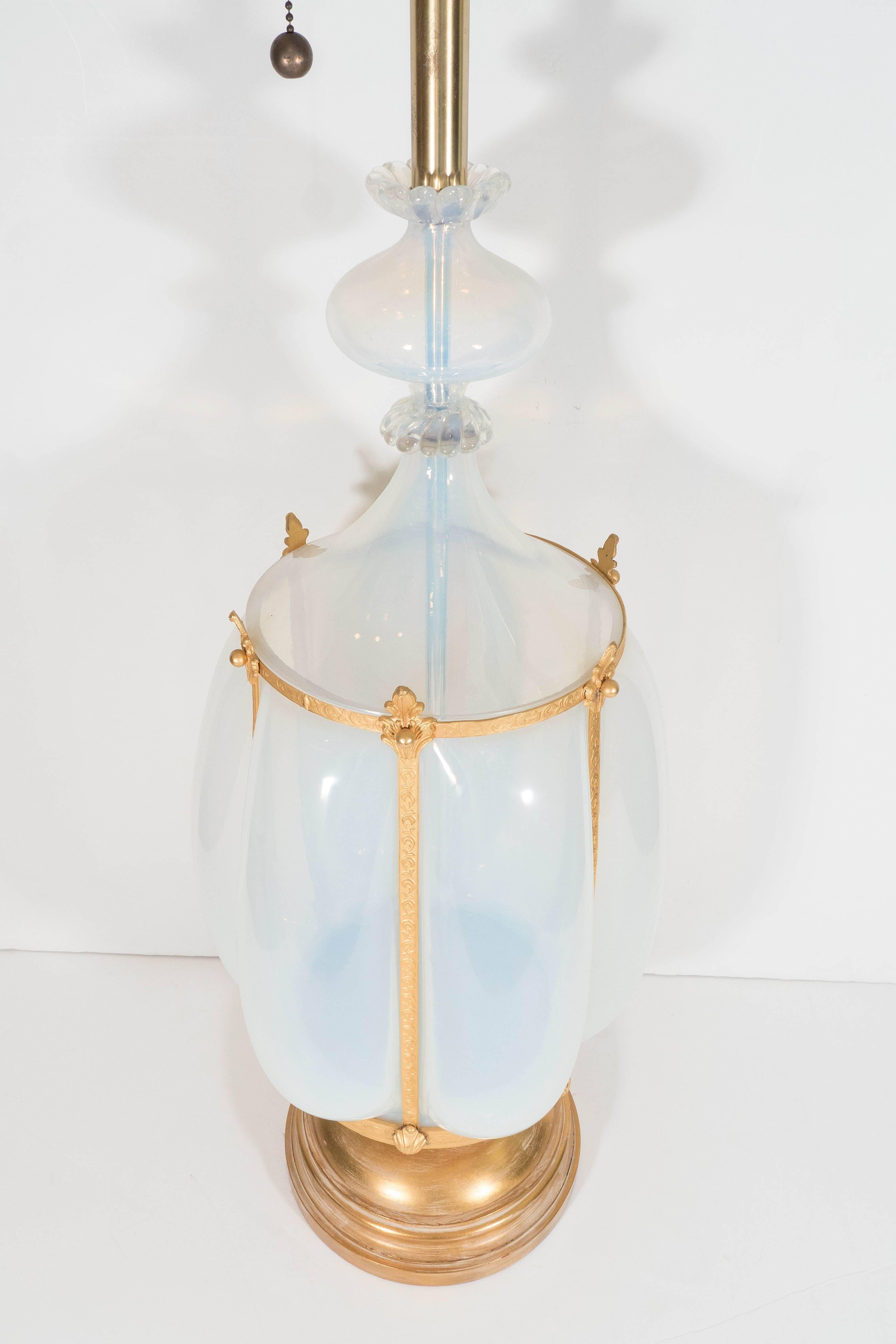 Midcentury Italian Monumental Opaline Glass Lamp 3