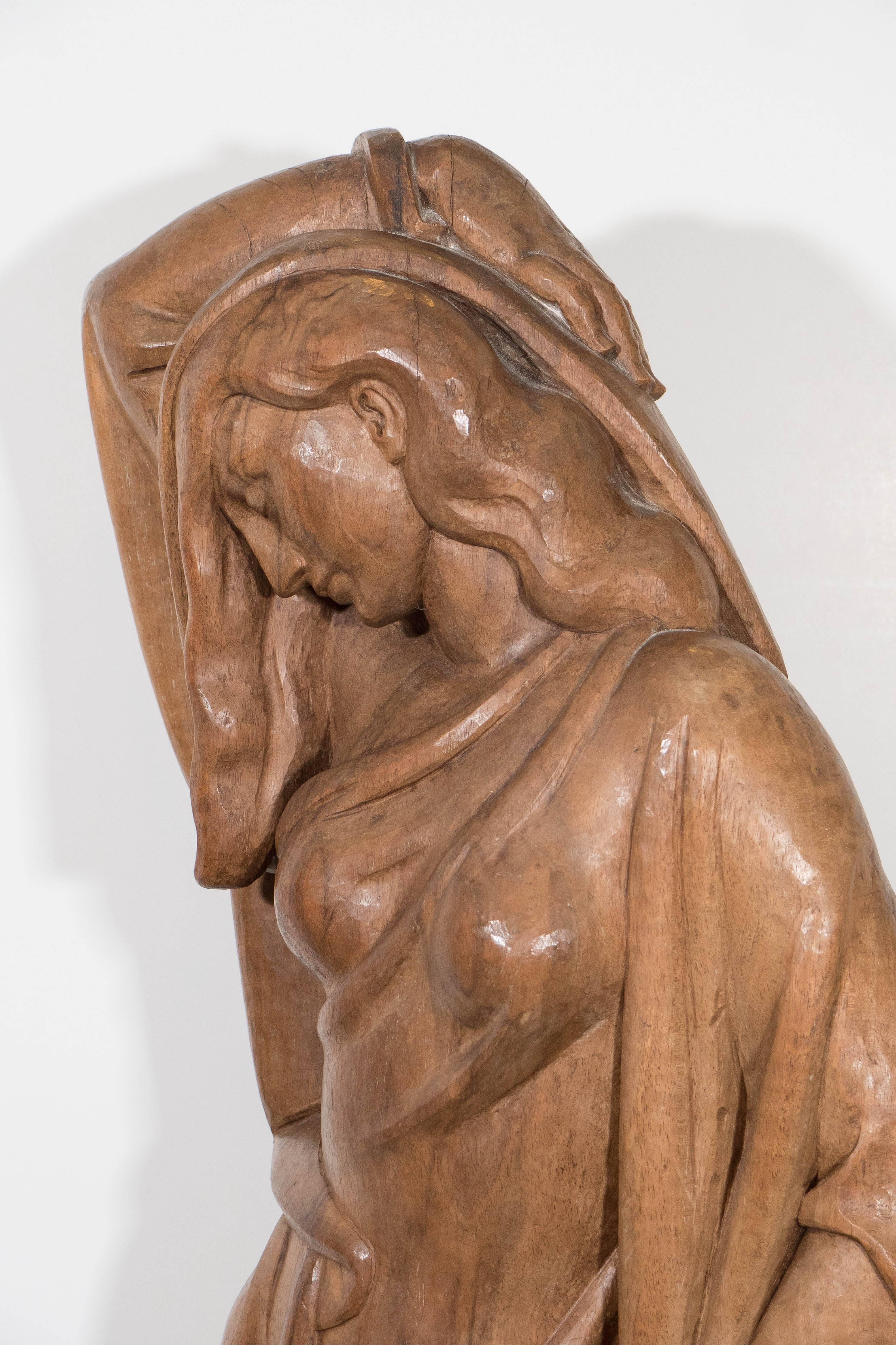 Art Deco Modernist Wooden Sculpture of a Woman, Attributed to Albert Wein For Sale