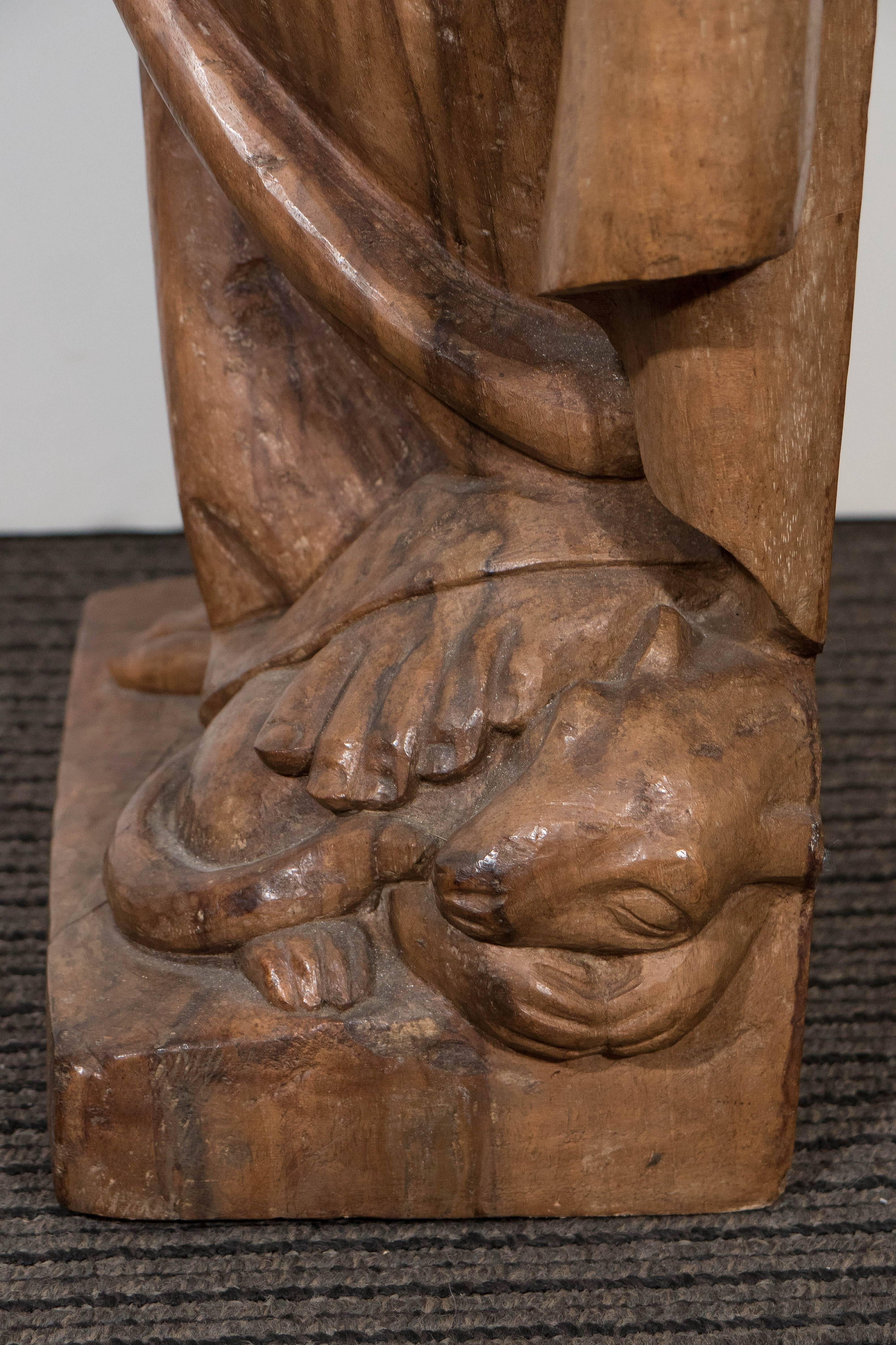 Carved Modernist Wooden Sculpture of a Woman, Attributed to Albert Wein For Sale