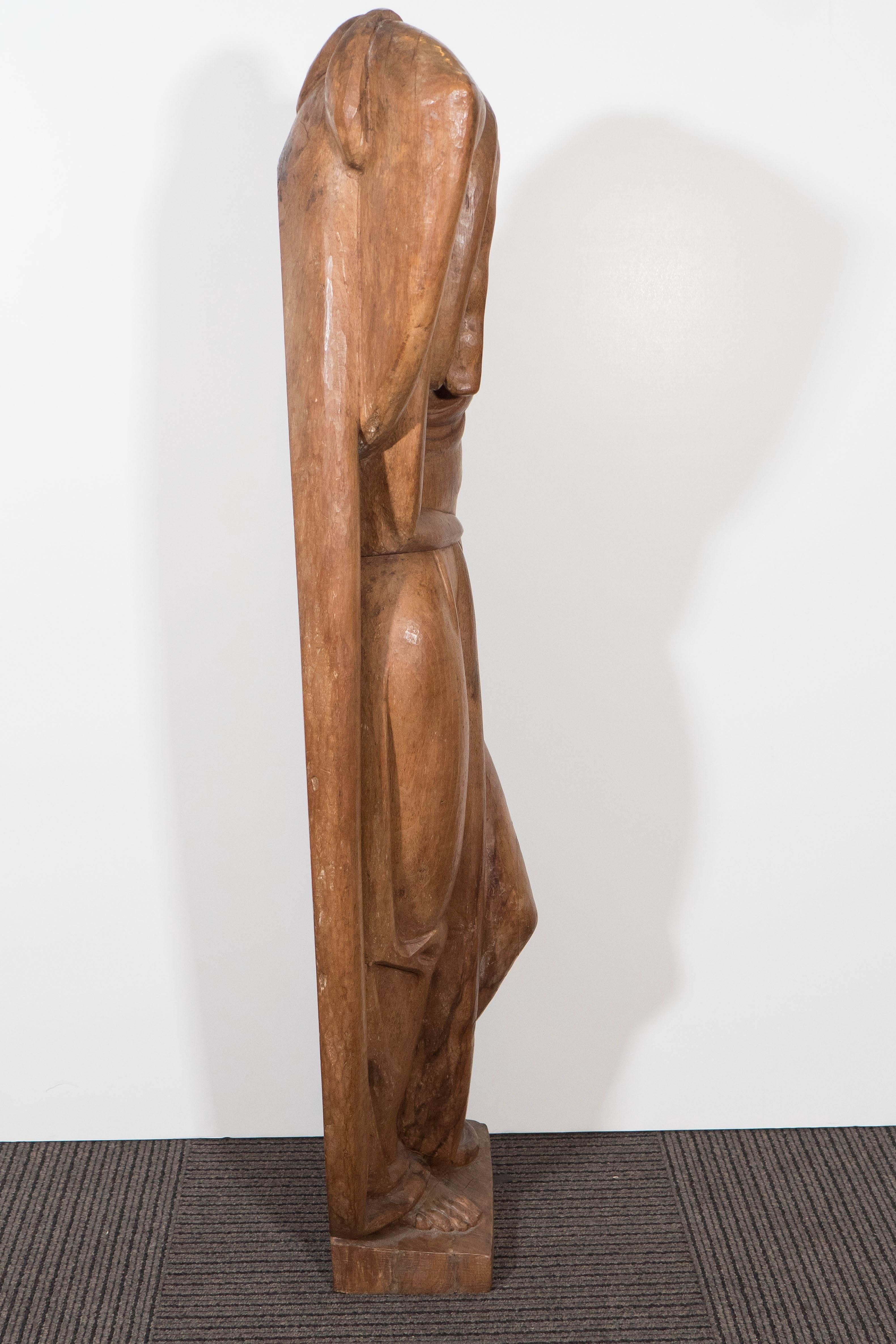 Mid-20th Century Modernist Wooden Sculpture of a Woman, Attributed to Albert Wein For Sale