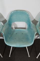Set of Five Turquoise Fiberglass Armchairs in the Style of Eames
