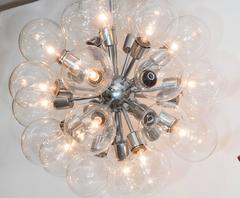 Sputnik-Glaskugel-Kronleuchter aus Chrom von Lightolier, 1950er Jahre