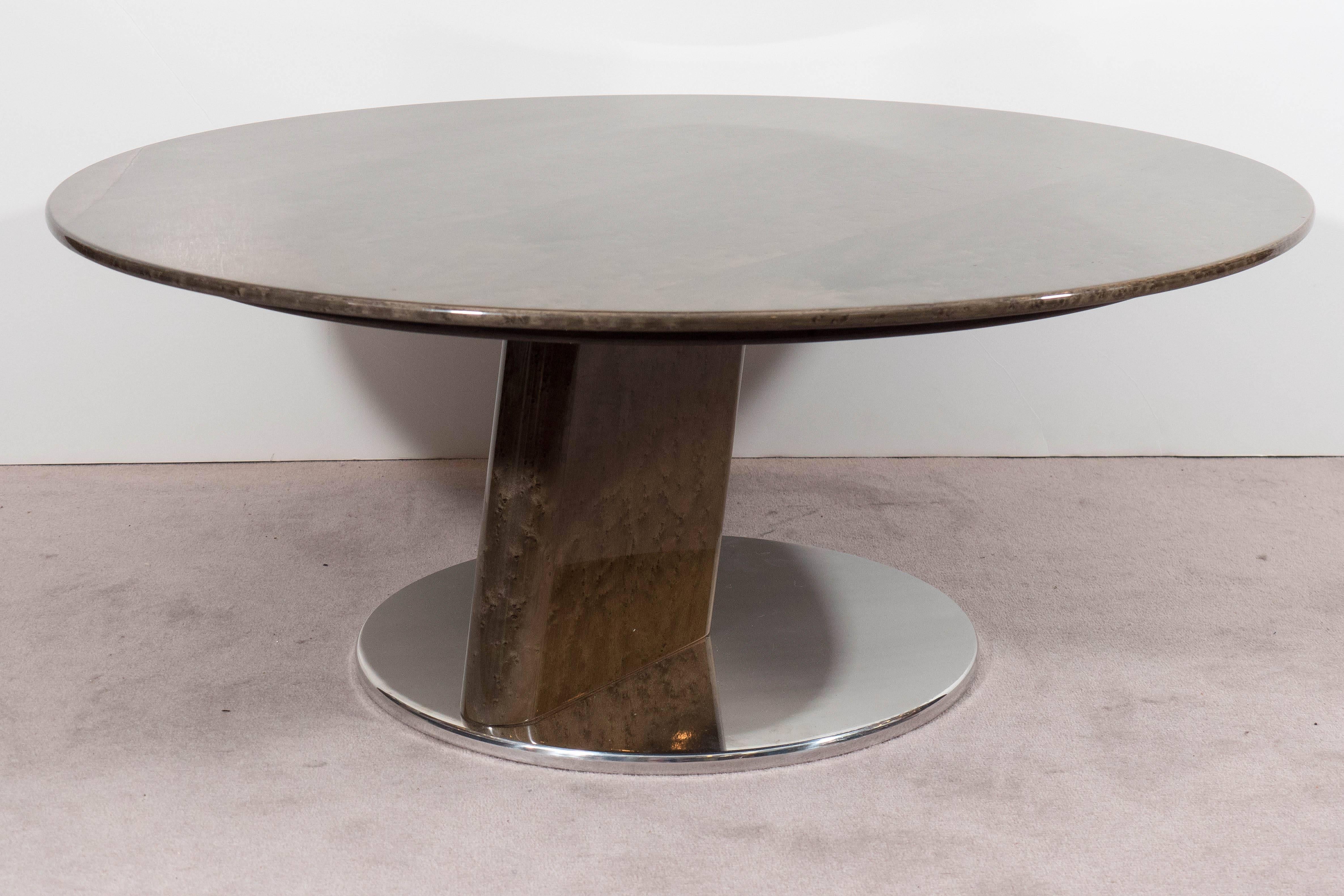 Late 20th Century A Saporiti Modernist Coffee Table in Lacquered Birdseye Maple on Steel For Sale