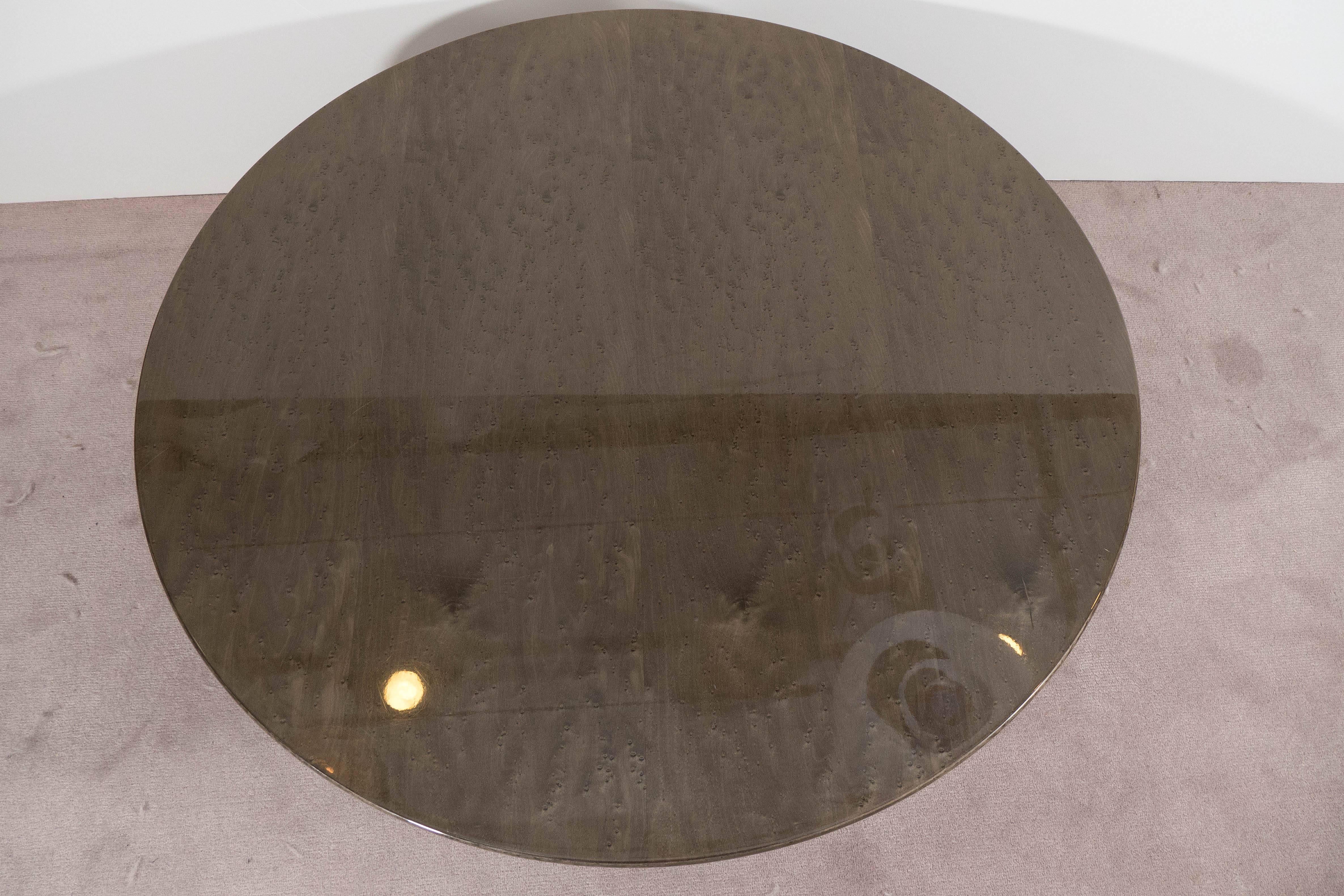 A Saporiti Modernist Coffee Table in Lacquered Birdseye Maple on Steel 2