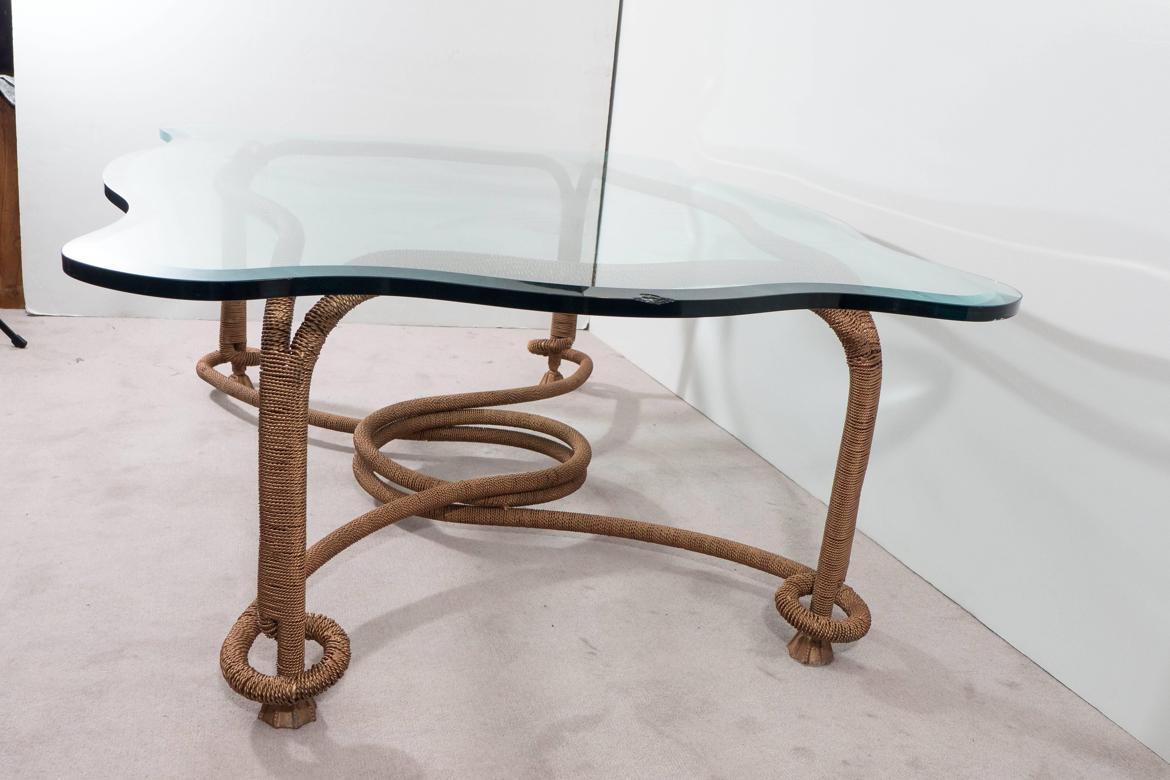 Glass Top Coffee Table with Distinctive Gilt Coiled Frame 2