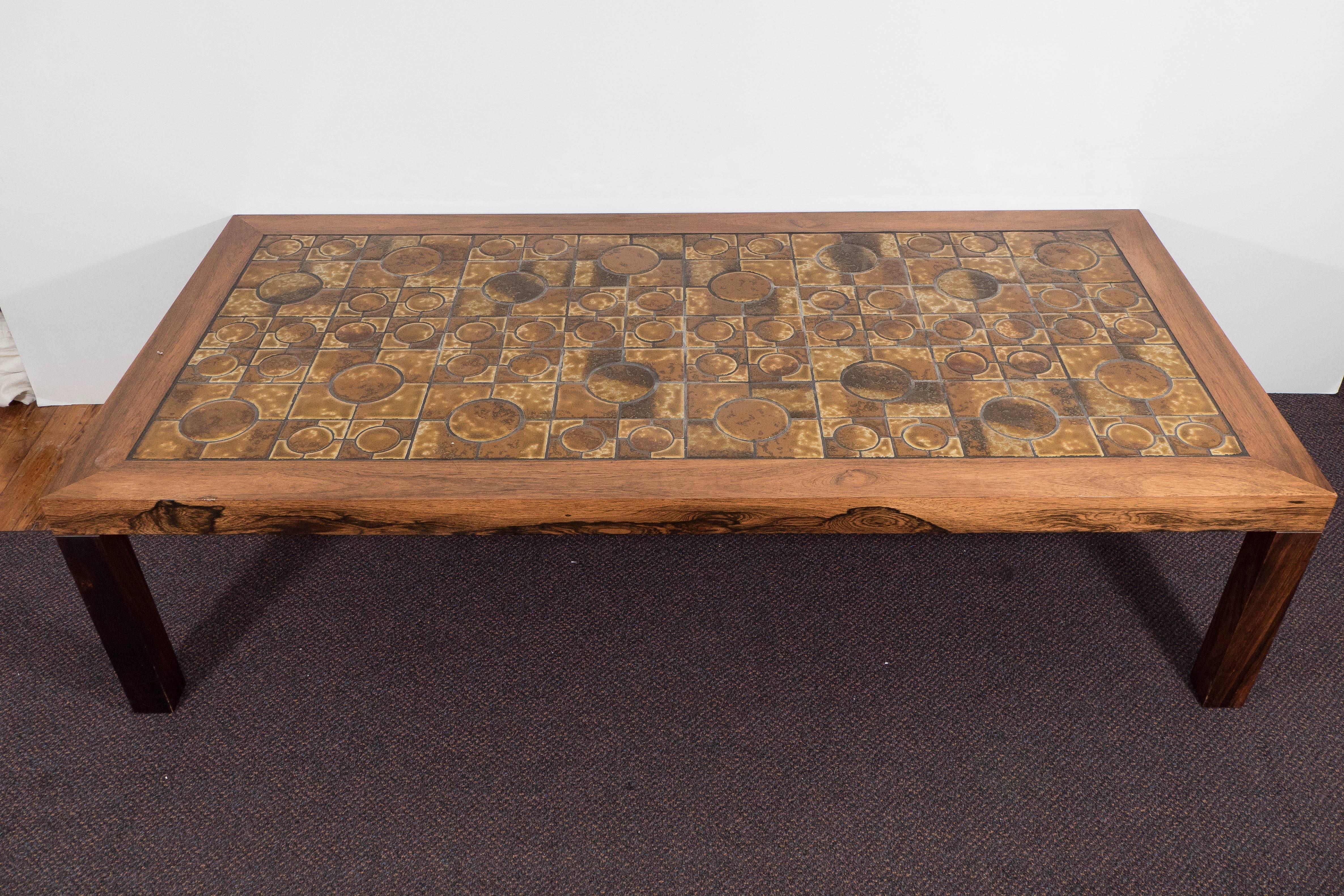 wood and tile coffee table