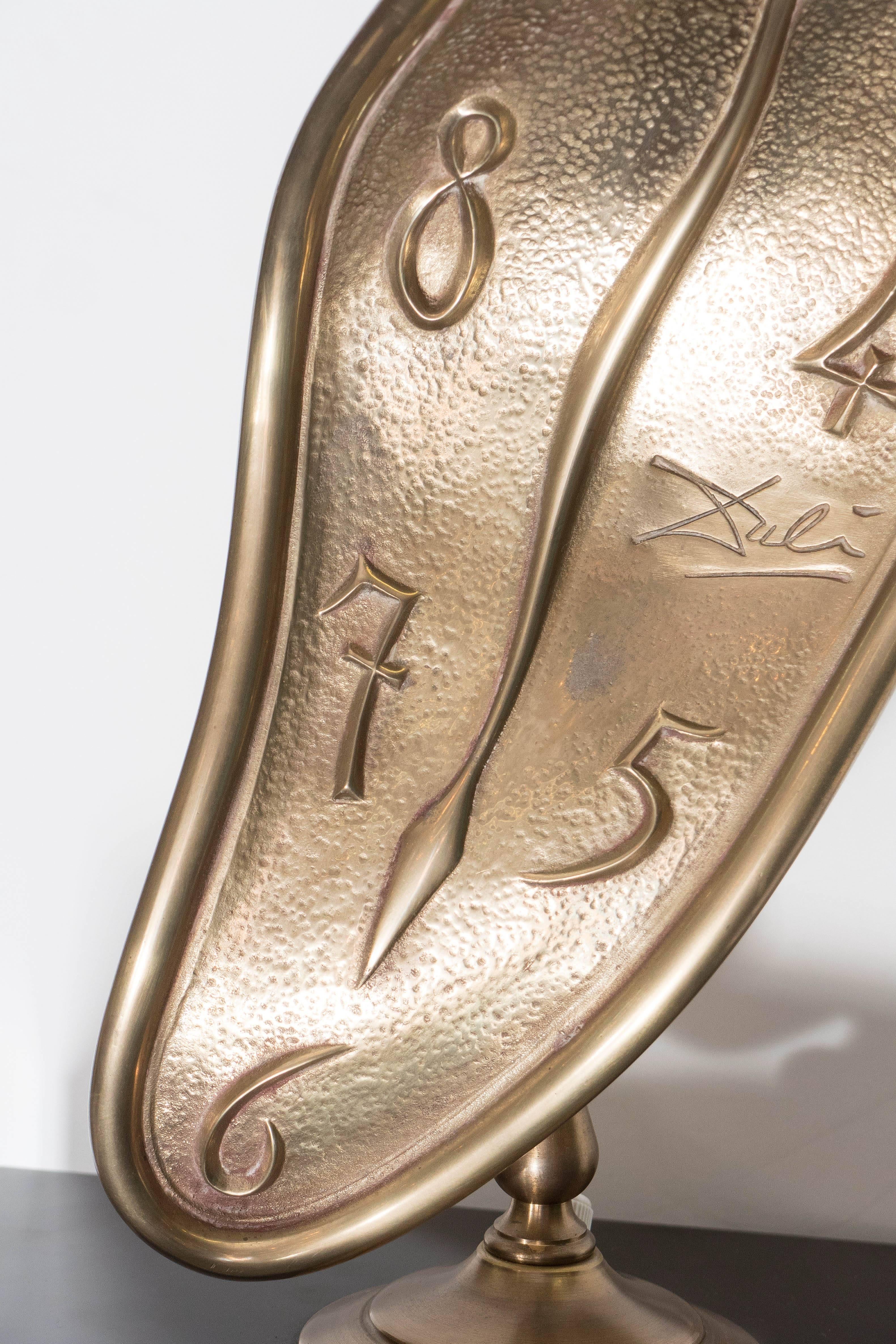 20th Century Salvador Dali's 'Melting Clock' Sculptural Lamp in Brass