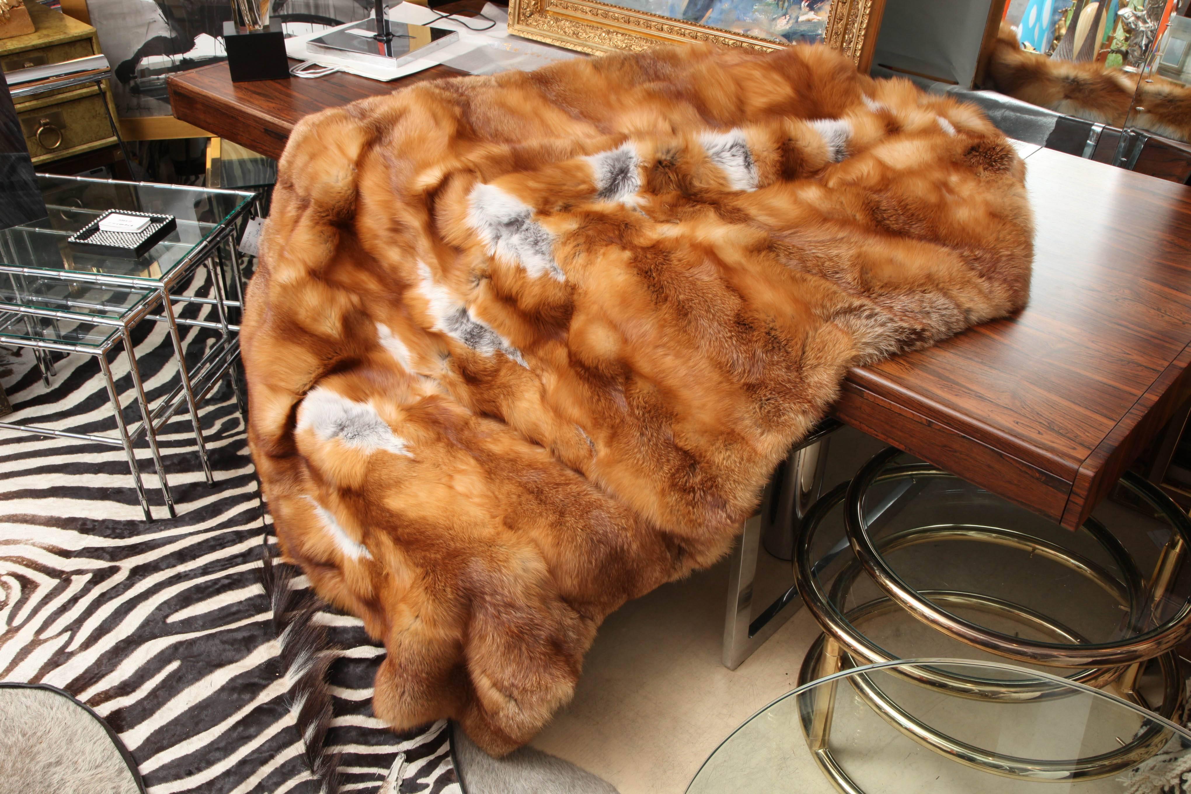 Hand-Crafted Throw, Red Fox Fur