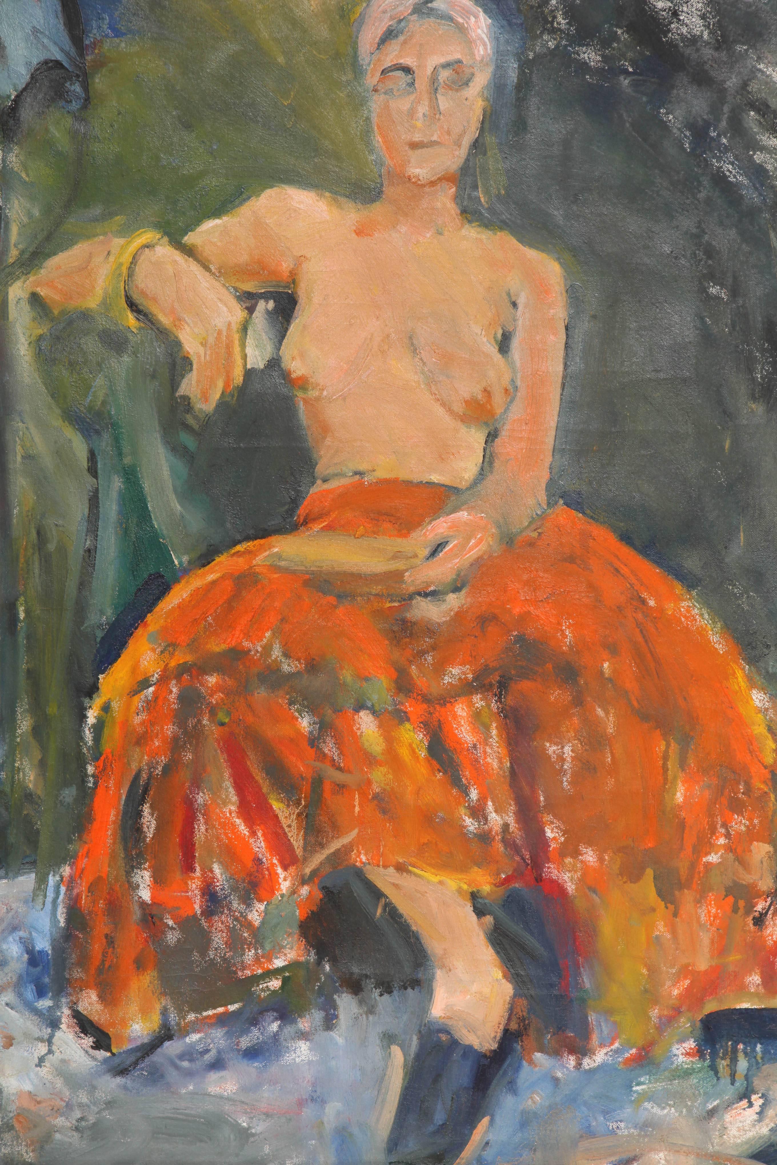 American Painting by Eduardo Rouario, Mid-Century Modern, 1968, Modern Art, Orange/Green