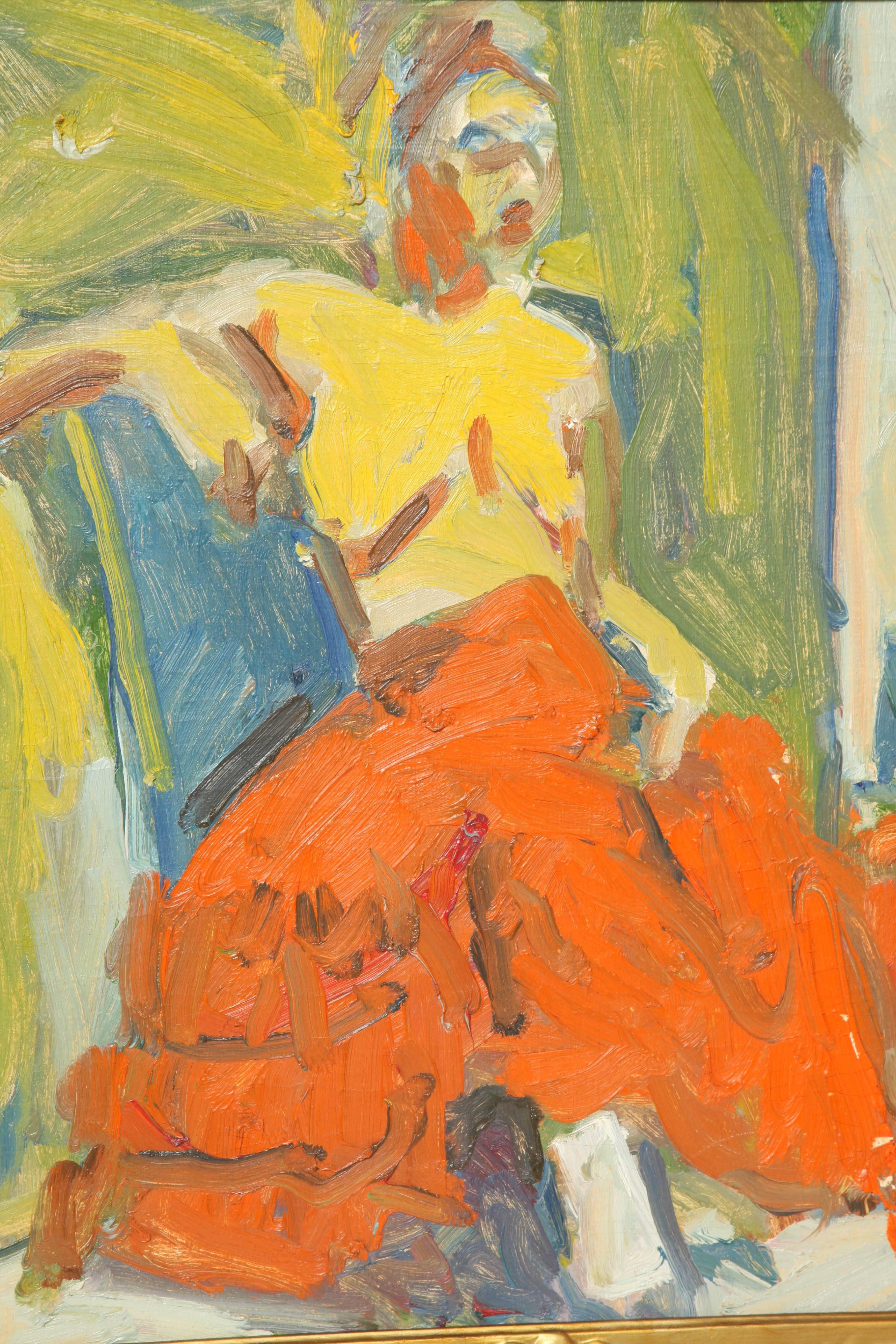 Painting by Eduardo Rouario, circa 1968, Orange and Green Colors, Modern Art In Good Condition In New York, NY
