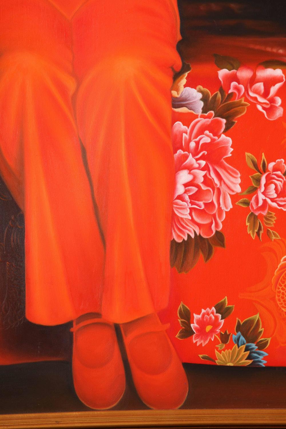 Painting By Hanoi Artist Circa 2007 The Muse Red And Black For Sale At 1stdibs