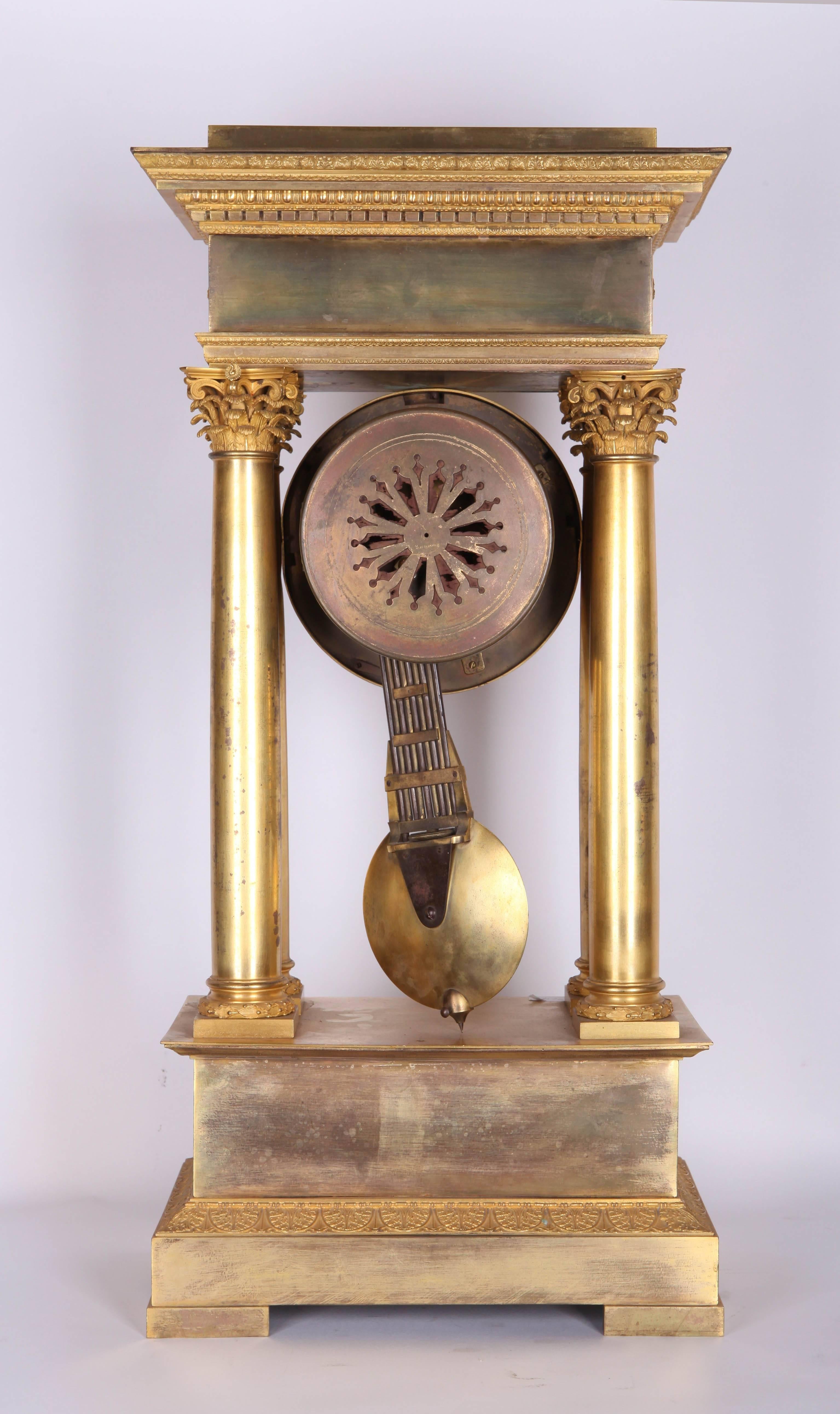 19th Century French Empire gilt bronze Mantel Clock For Sale 2