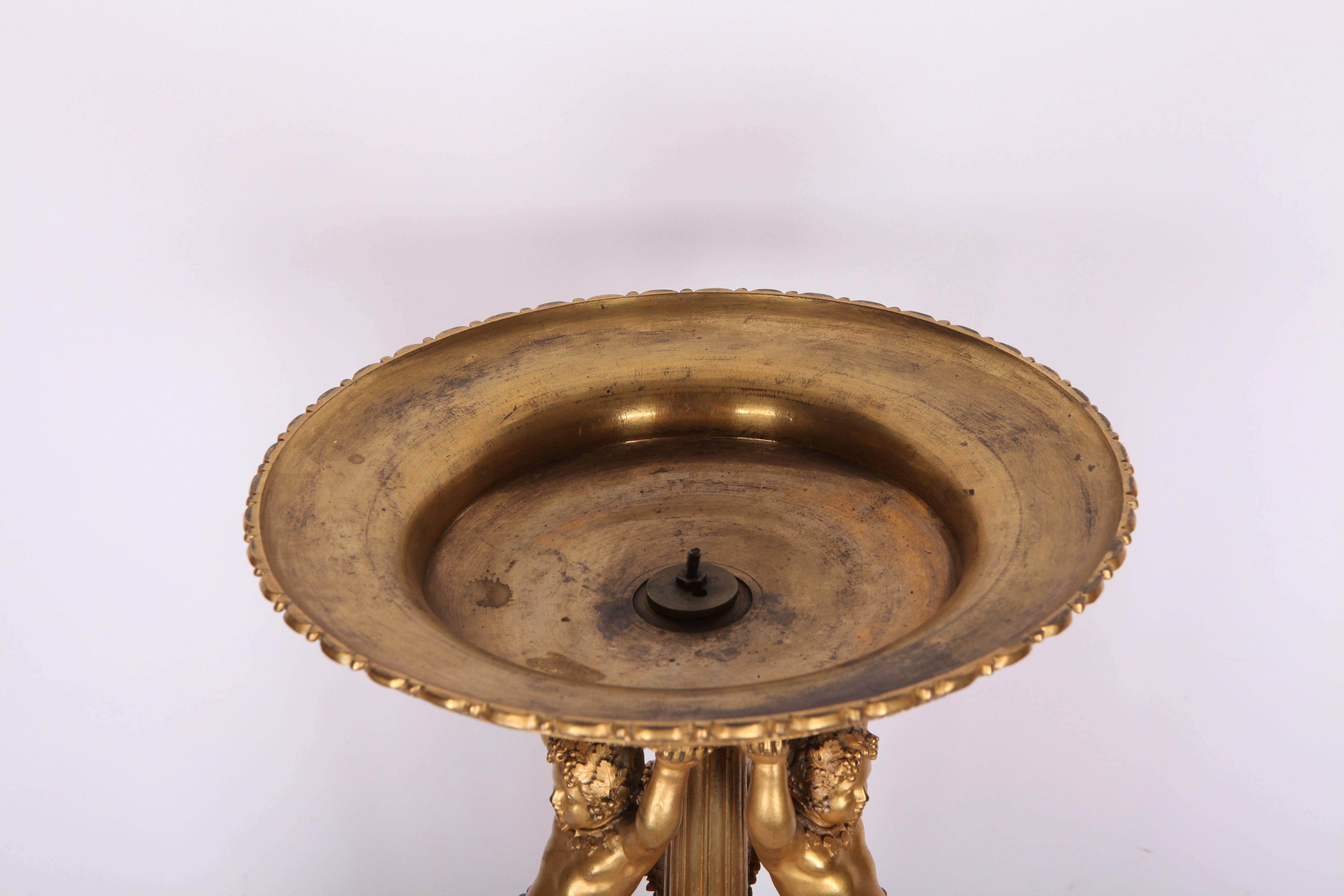 Gilt A19th Century French Renaissance Revival gilt bronze Centerpiece Comport For Sale