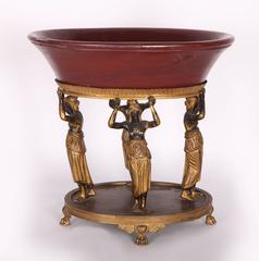 19th Century Italian gilt bronze Centerpiece with Rosso Antico marble tazza