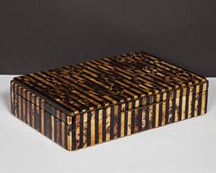 Exquisite Lacquered Pen Shell Box with Tiger Stripe Inlays