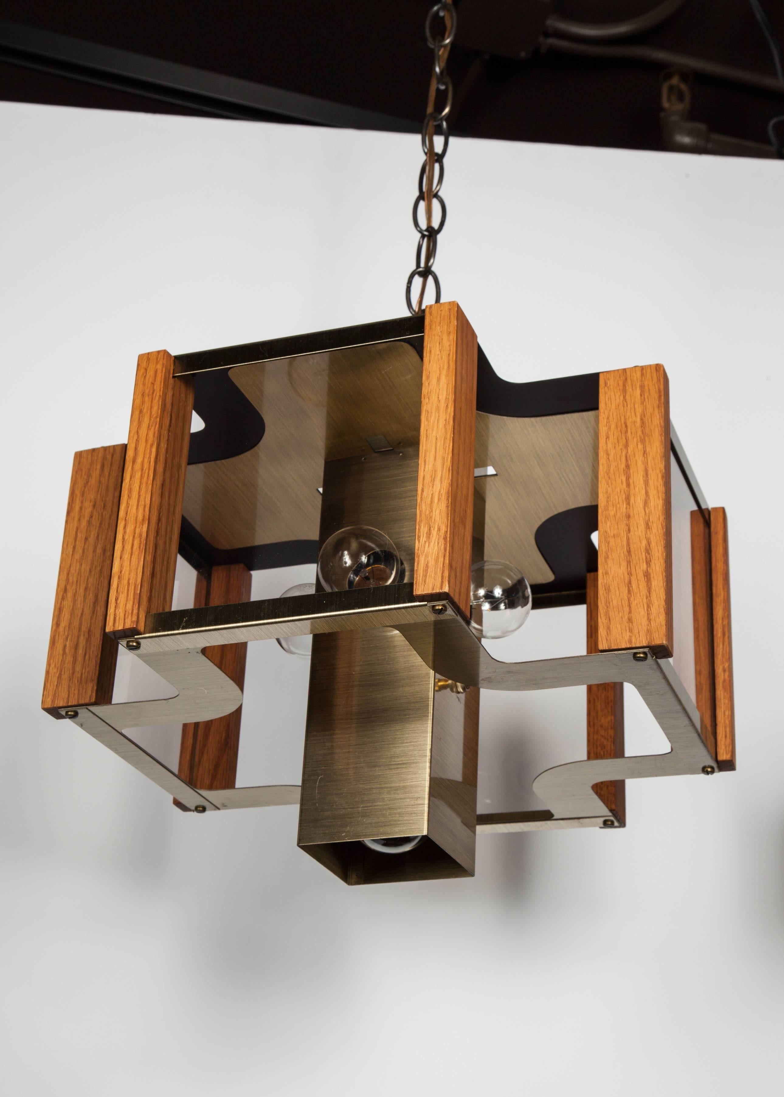 Brushed Mid-Century Architectural Light Fixture Designed by Frederick Ramond