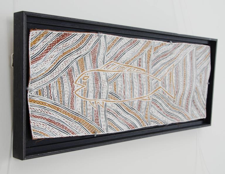 'Yambirrku', Australian Aboriginal Bark Painting in natural ochre pigments For Sale at 1stdibs