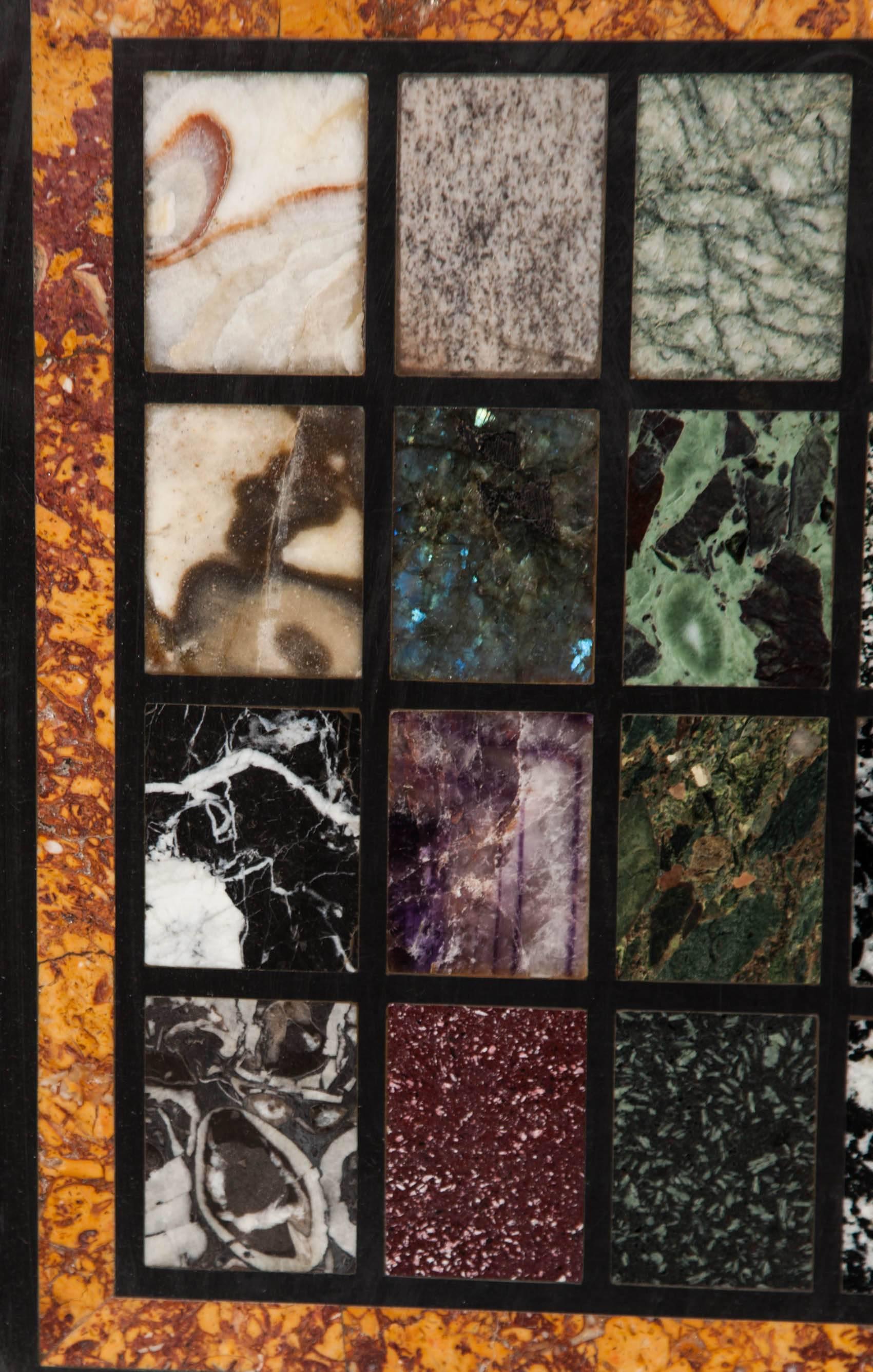 Mosaic Pair of Italian Pietra Doré Specimen Marble Plaques/Tops with Porphyry, Jasper