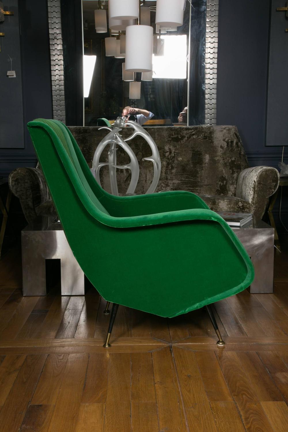 MidCentury Armchair and Matching Footstool For Sale at 1stdibs