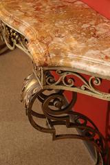 French Iron and Marble-Top Console