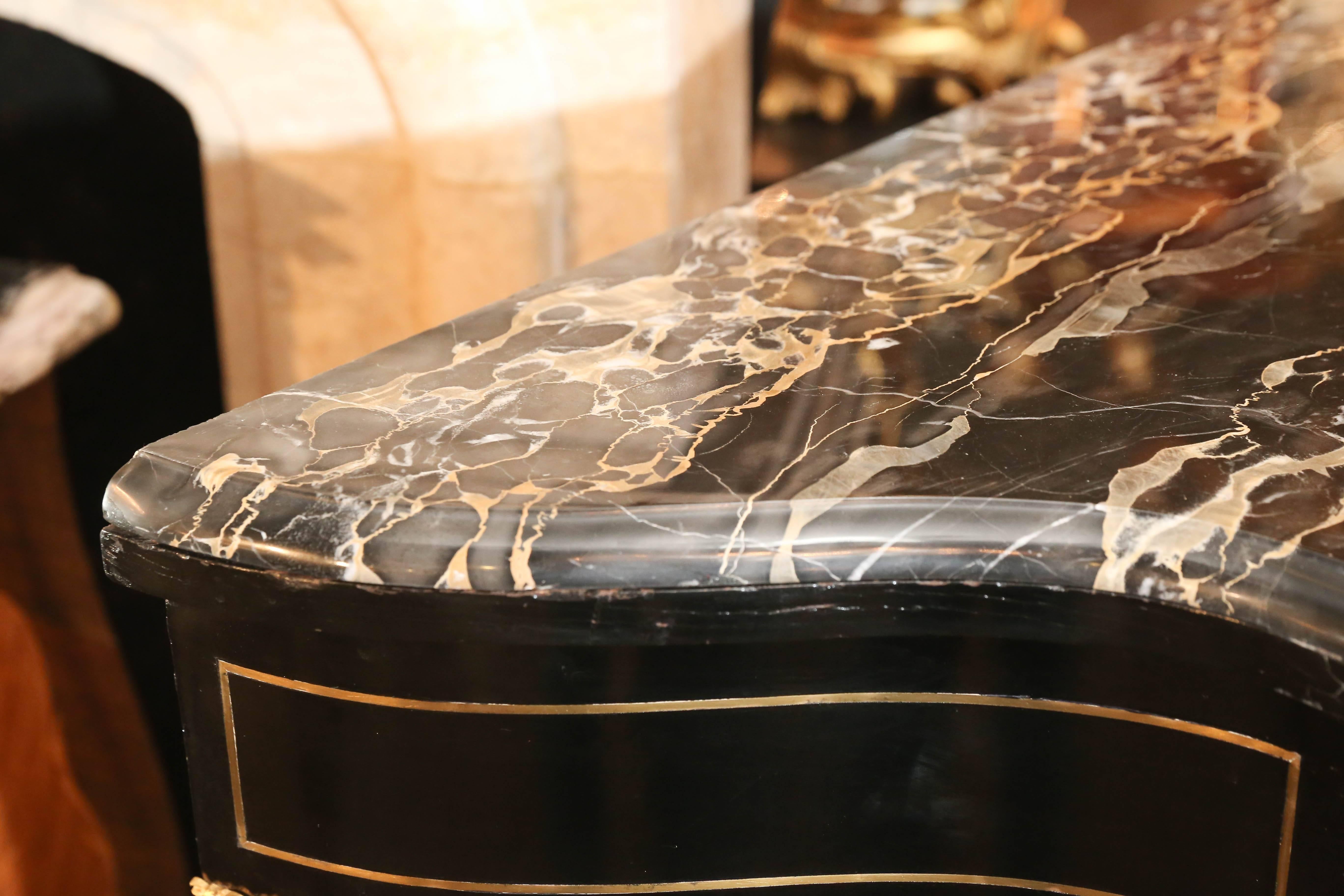Louis Phillippe Style Ebonized Marble-Top Credenza, 19th Century 3