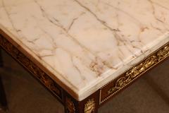 French Louis XVI Style Salon Table with Gilt Bronze Ormolu and Marble Top