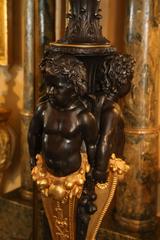 Gilt Bronze and Dark Patinated Bronze Torchieres