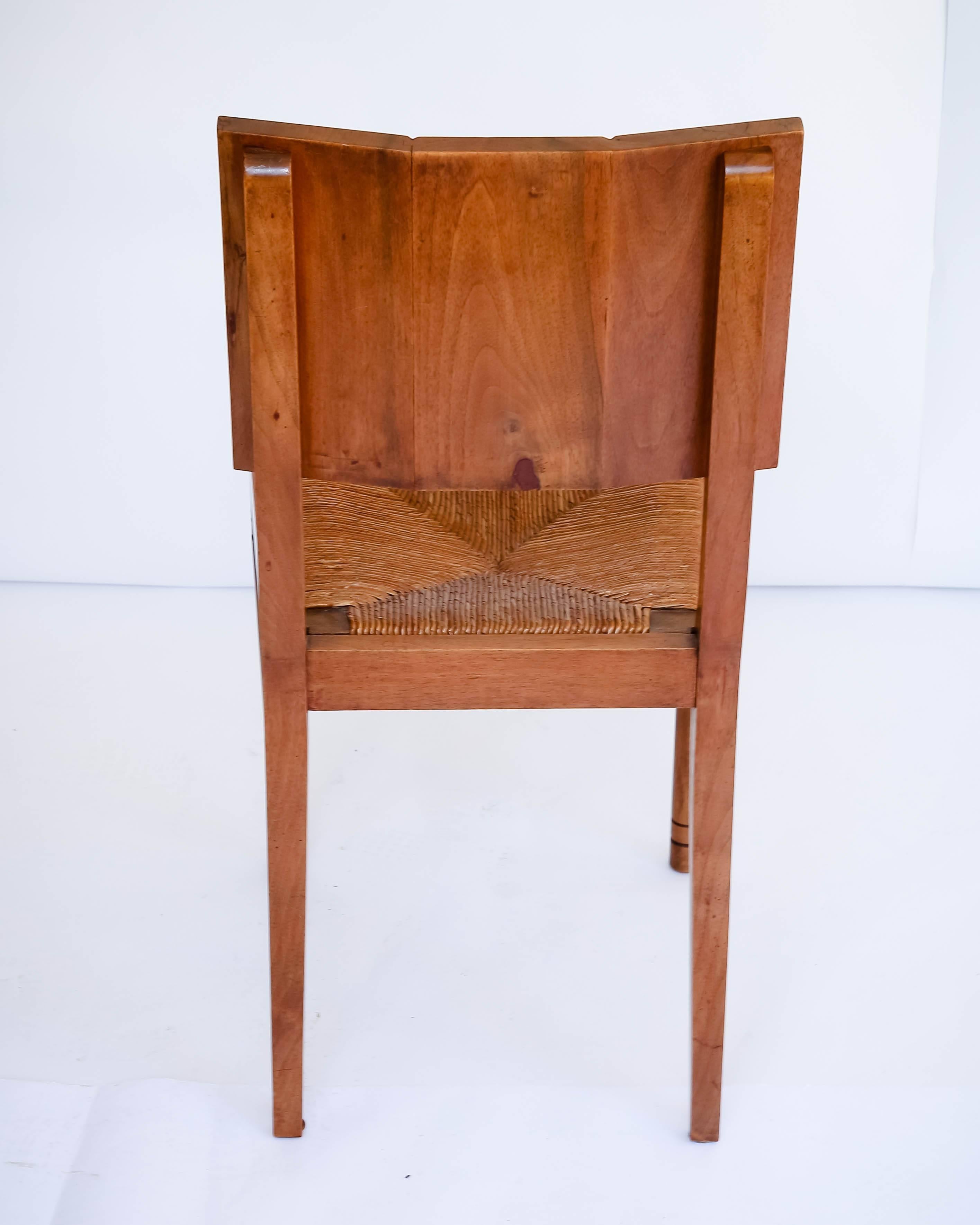 Set of Six Modernist Oak Dining Chairs with Rush Seats In Excellent Condition In New York City, NY