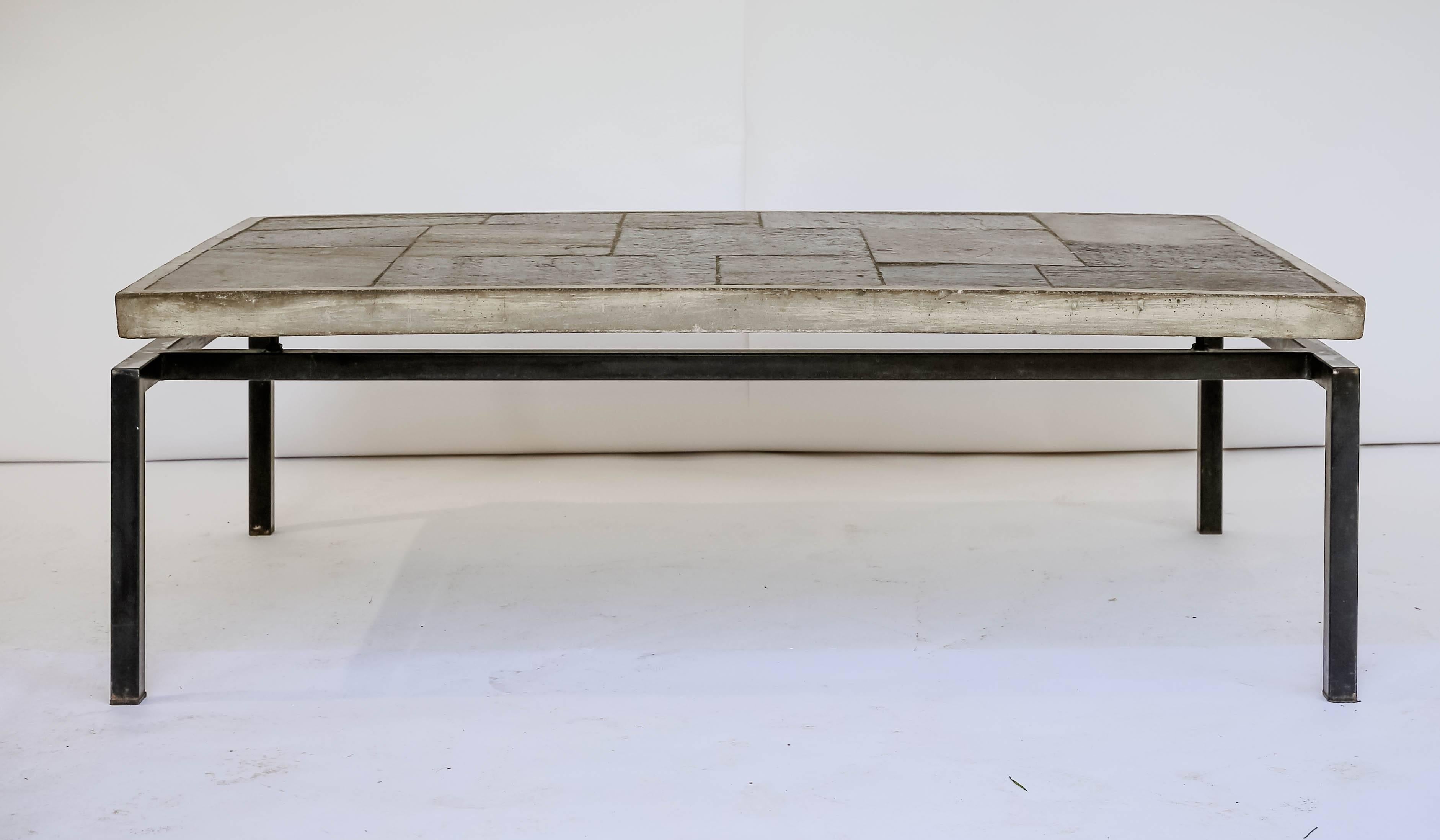 Brutalist Slate Stone Mosaic Top Table in the Manner of Paul Kingma