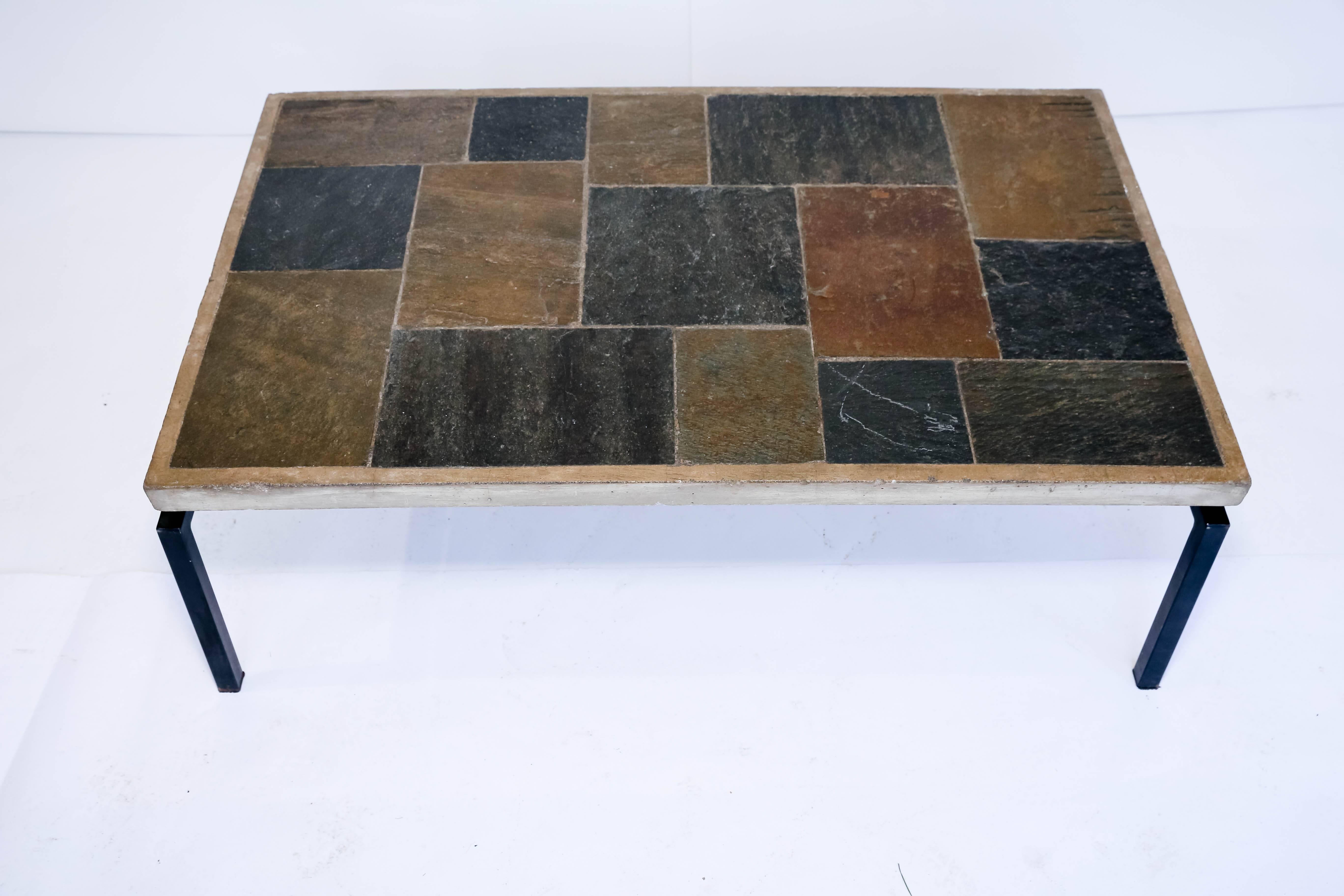 20th Century Slate Stone Mosaic Top Table in the Manner of Paul Kingma