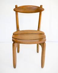 Pair of Oak Side Chairs by Guillerme et Chambron