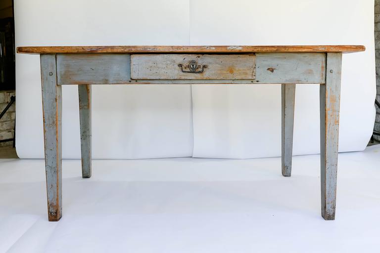 Rustic Painted Farm Table Or Writing Desk With Drawer At 1stdibs Country Rustic Painted Farm Table Or Writing Desk With Drawer For