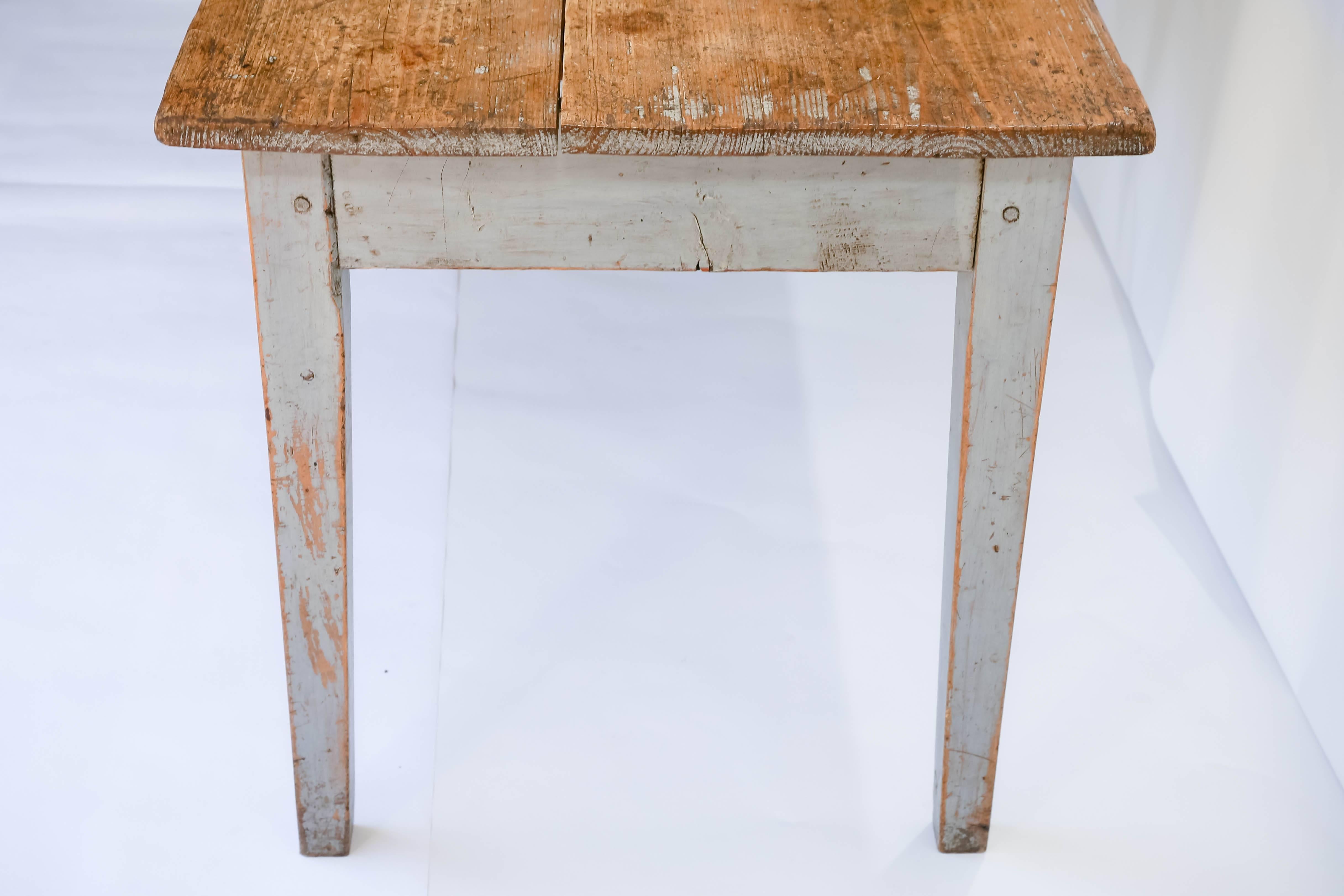 French Rustic Painted Farm Table or Writing Desk with Drawer 