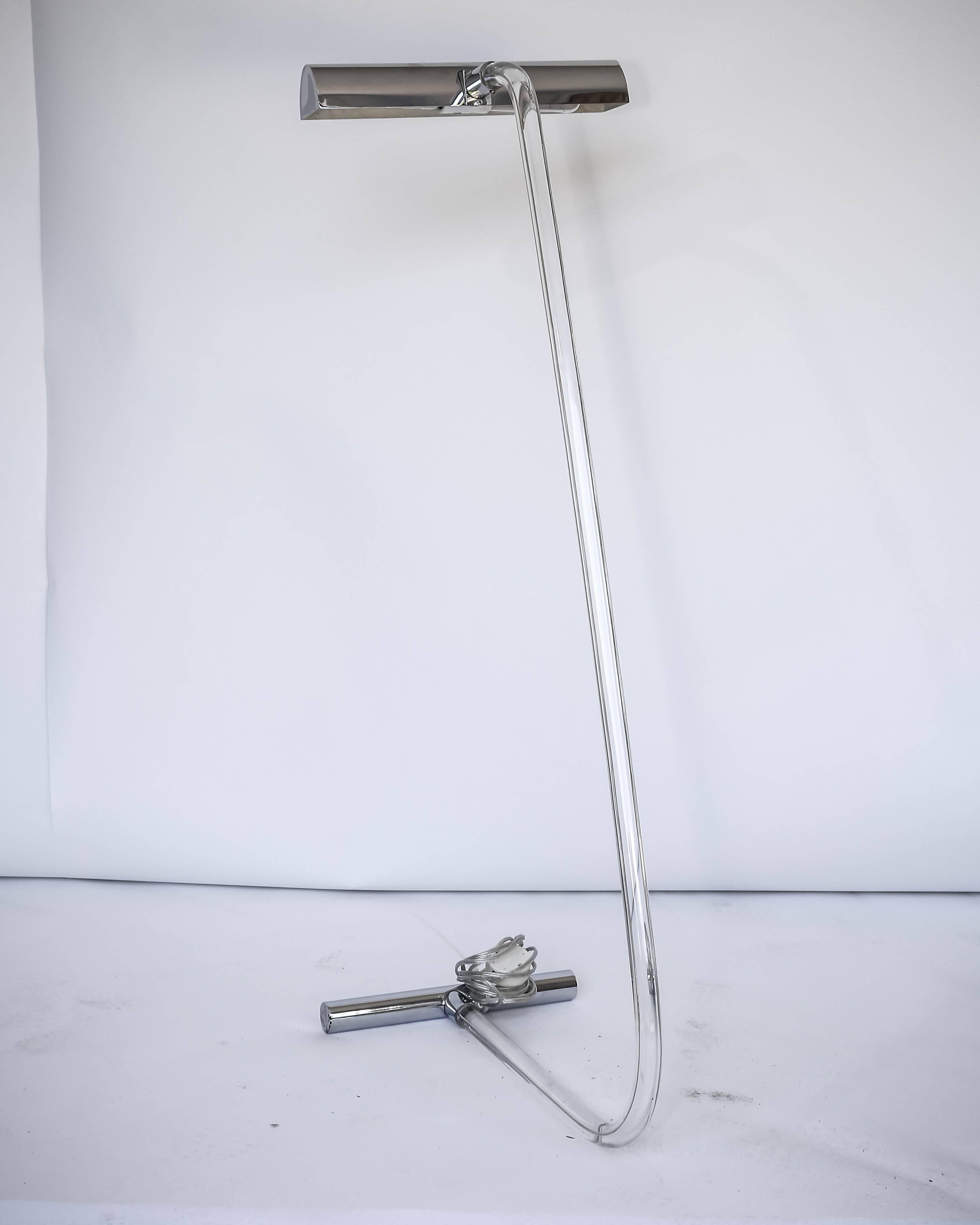 Post-Modern Lucite and Chrome Floor Lamp by Peter Hamburger for Kovacs