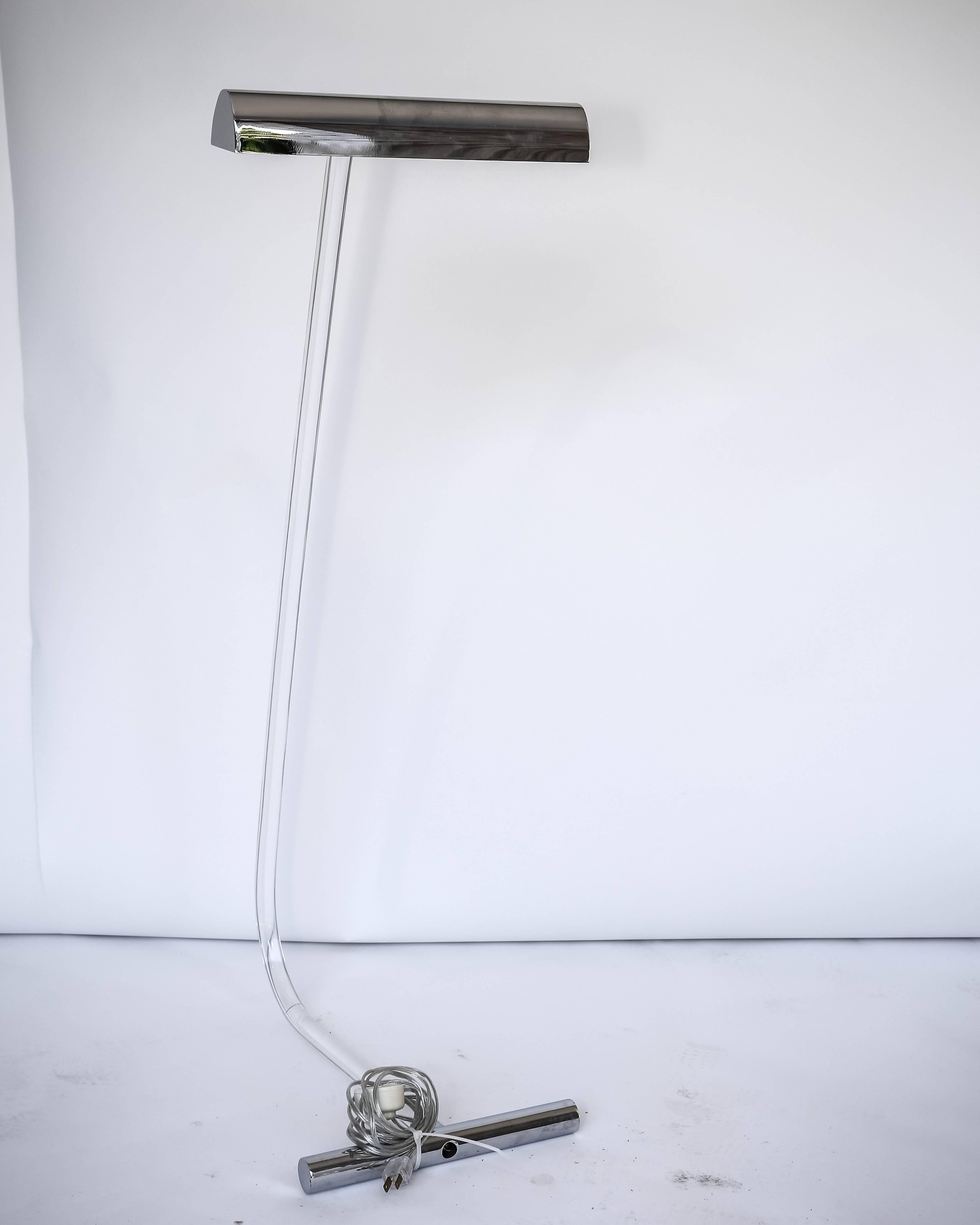 American Lucite and Chrome Floor Lamp by Peter Hamburger for Kovacs
