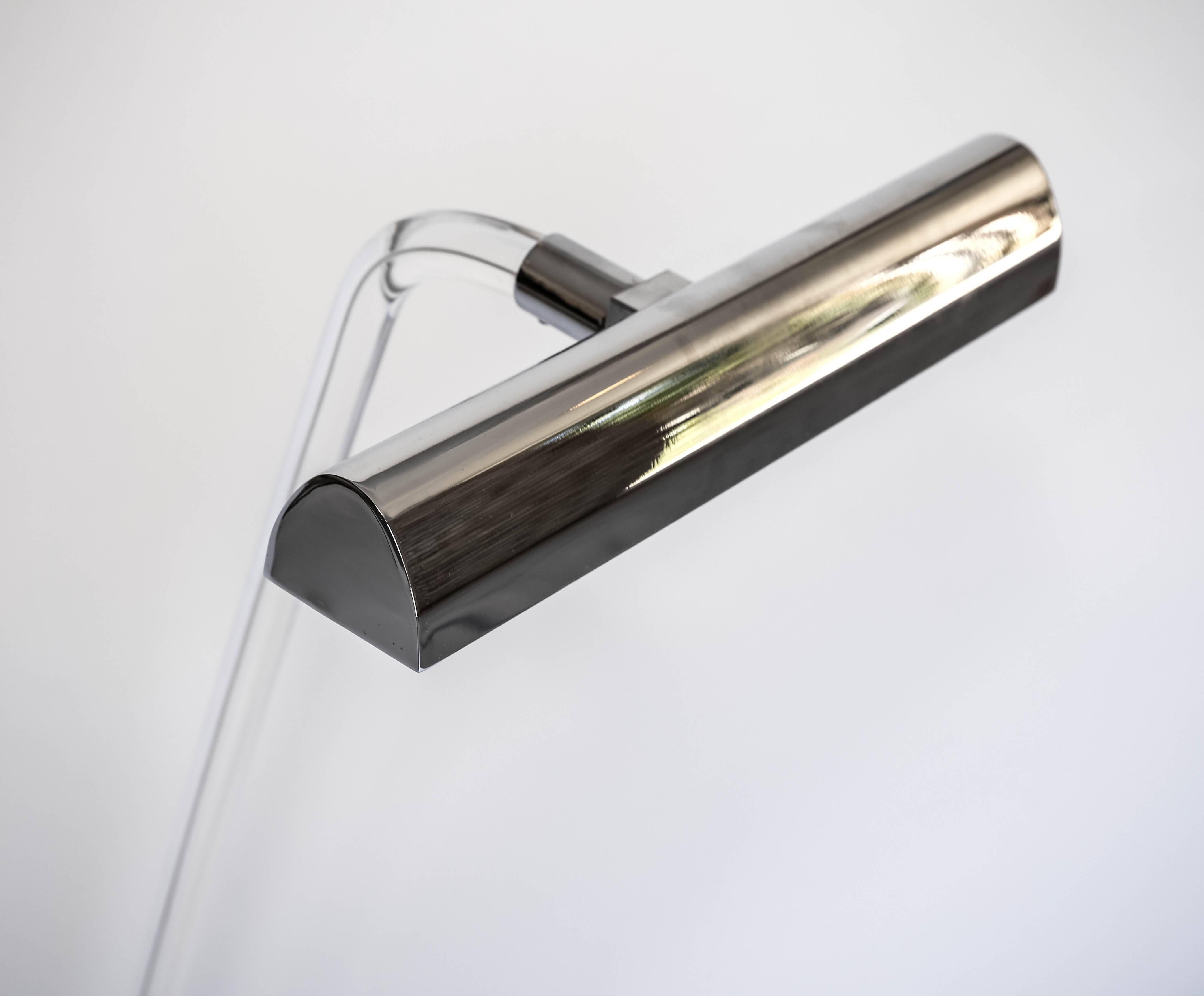 Vintage chrome and lucite floor lamp with floor step switch by Peter Hamburger for Kovacs, late 20th century