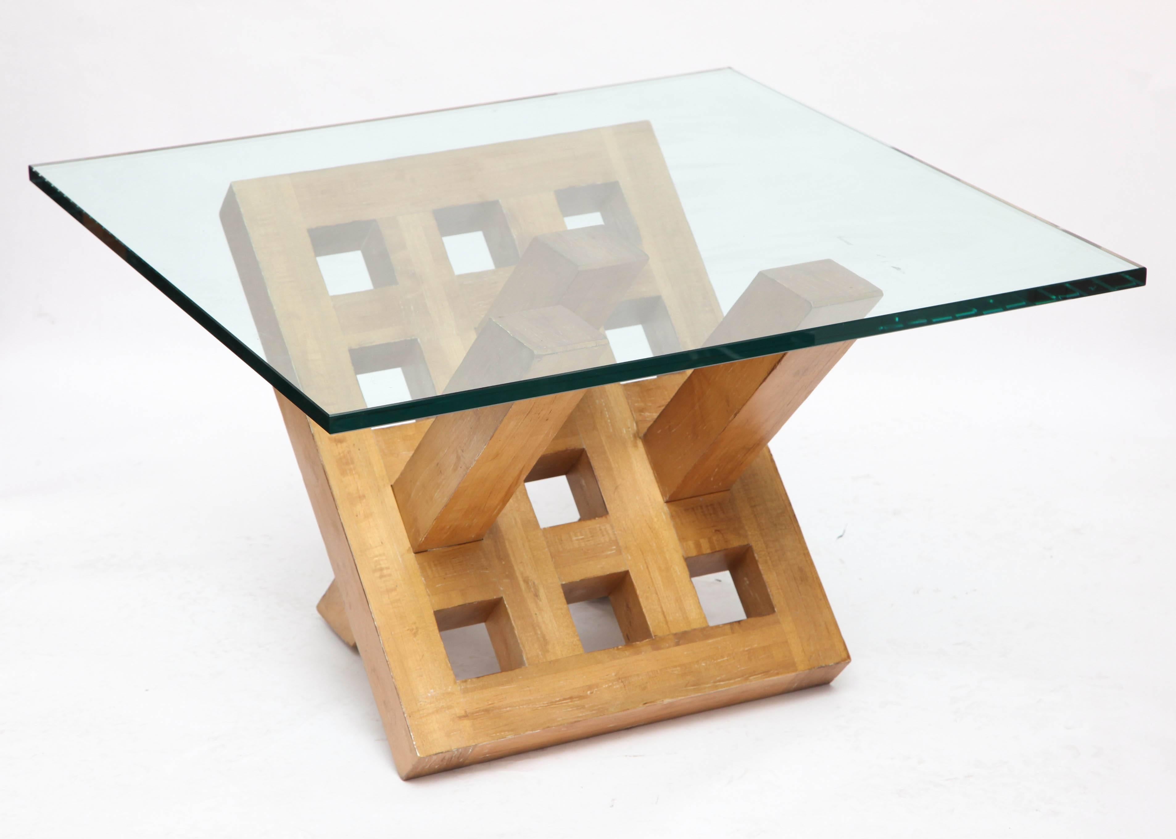 1940s Art Modern Architectural Wood and Glass Table In Excellent Condition In New York, NY