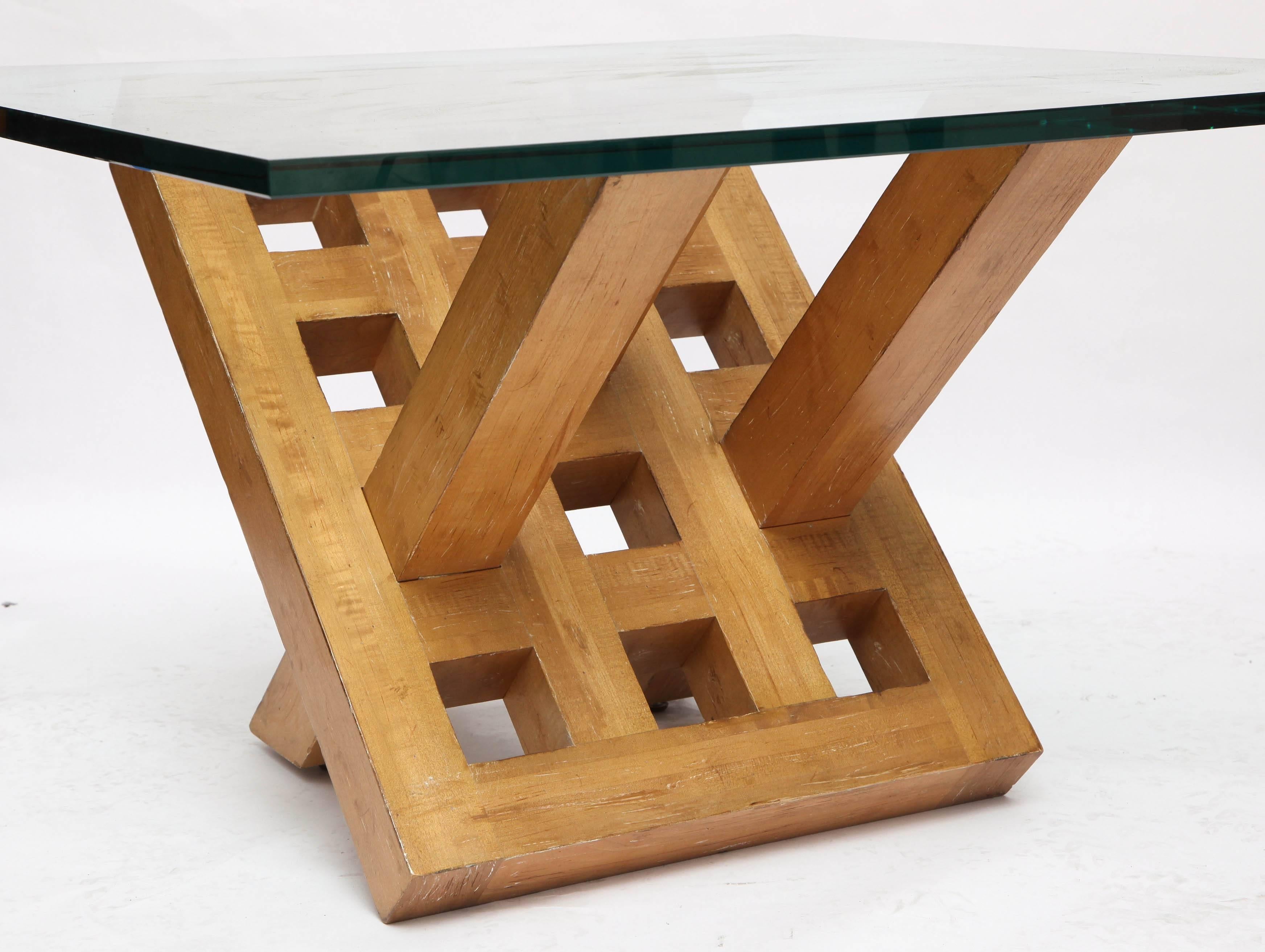 20th Century 1940s Art Modern Architectural Wood and Glass Table