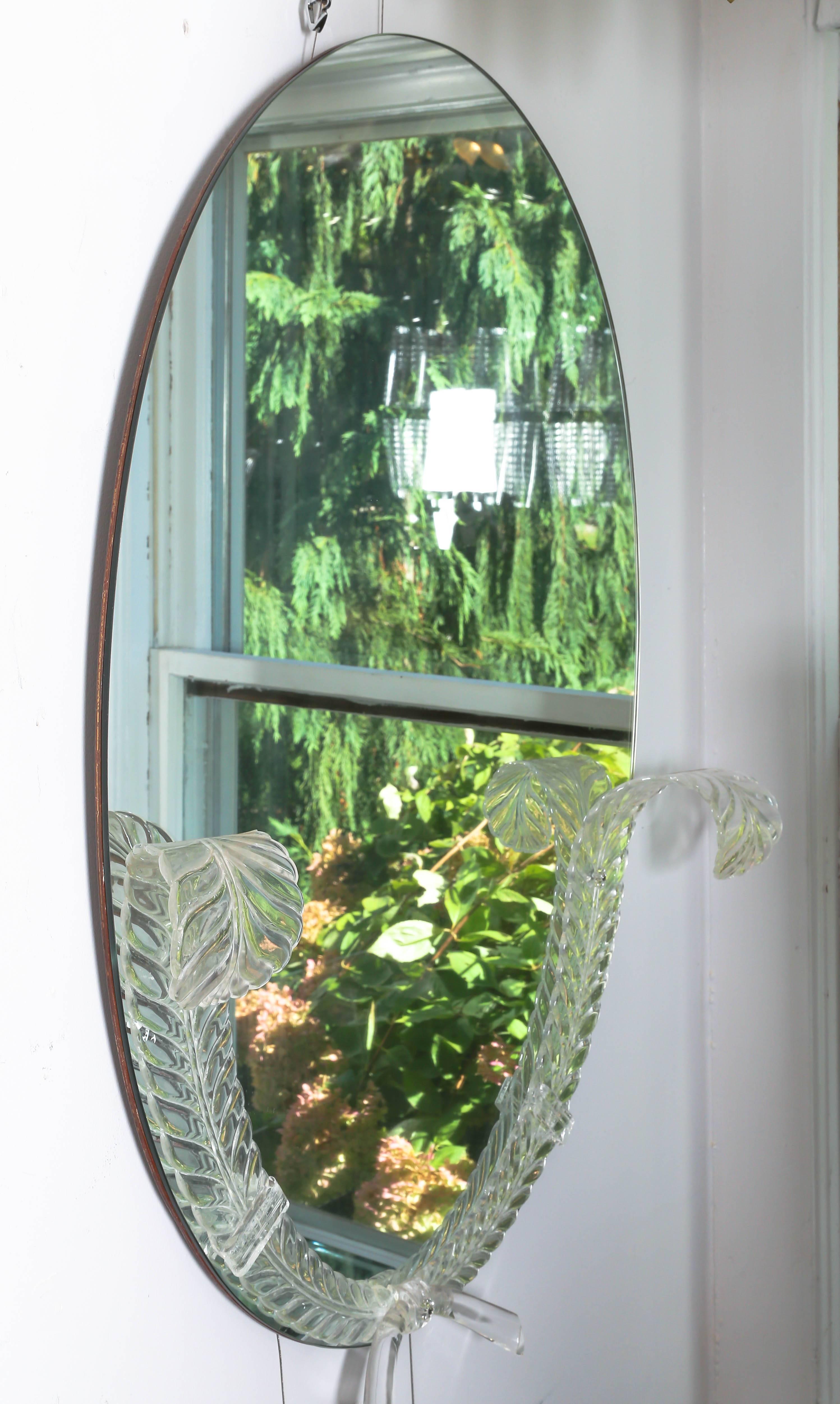 Lucite detailed oval mirror by the 