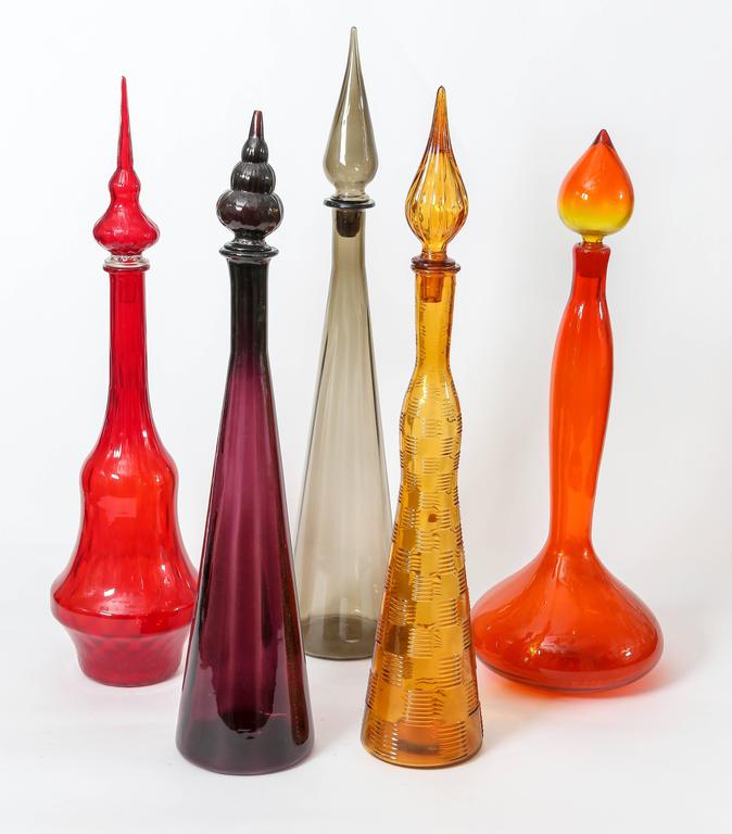 Colorful Vintage Glass Bottles with Stoppers at 1stDibs glass bottle