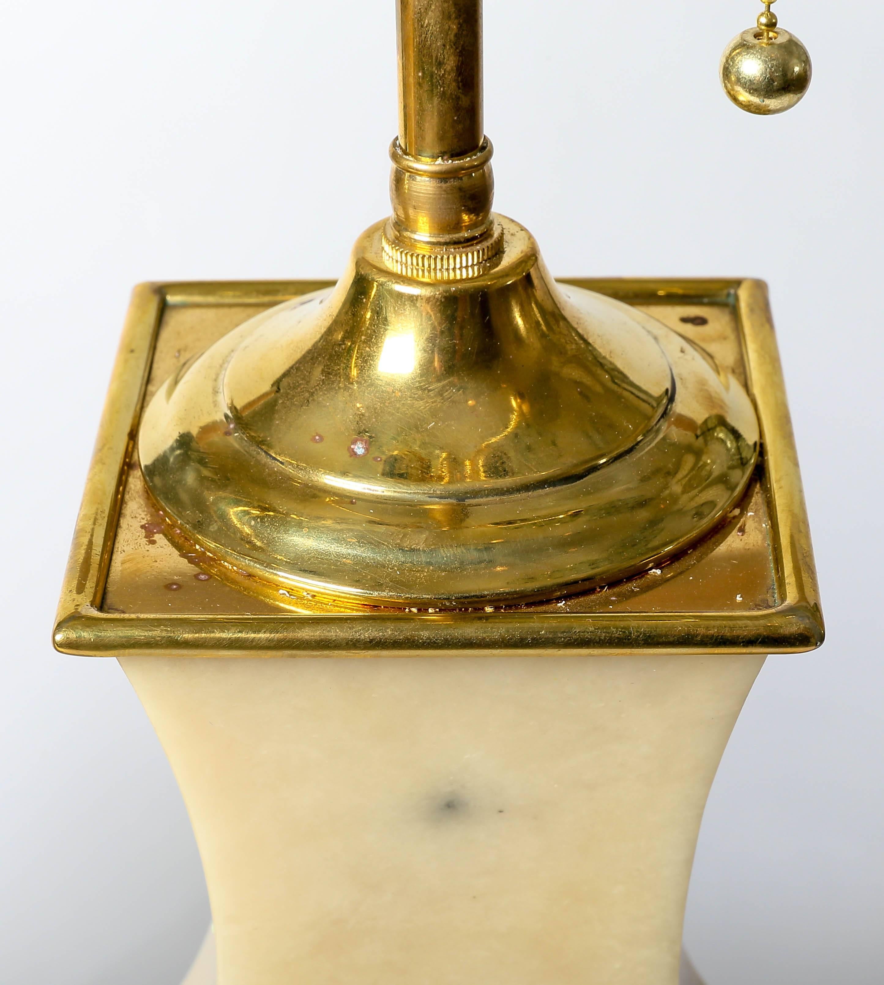 Pair of onyx and brass table lamps.