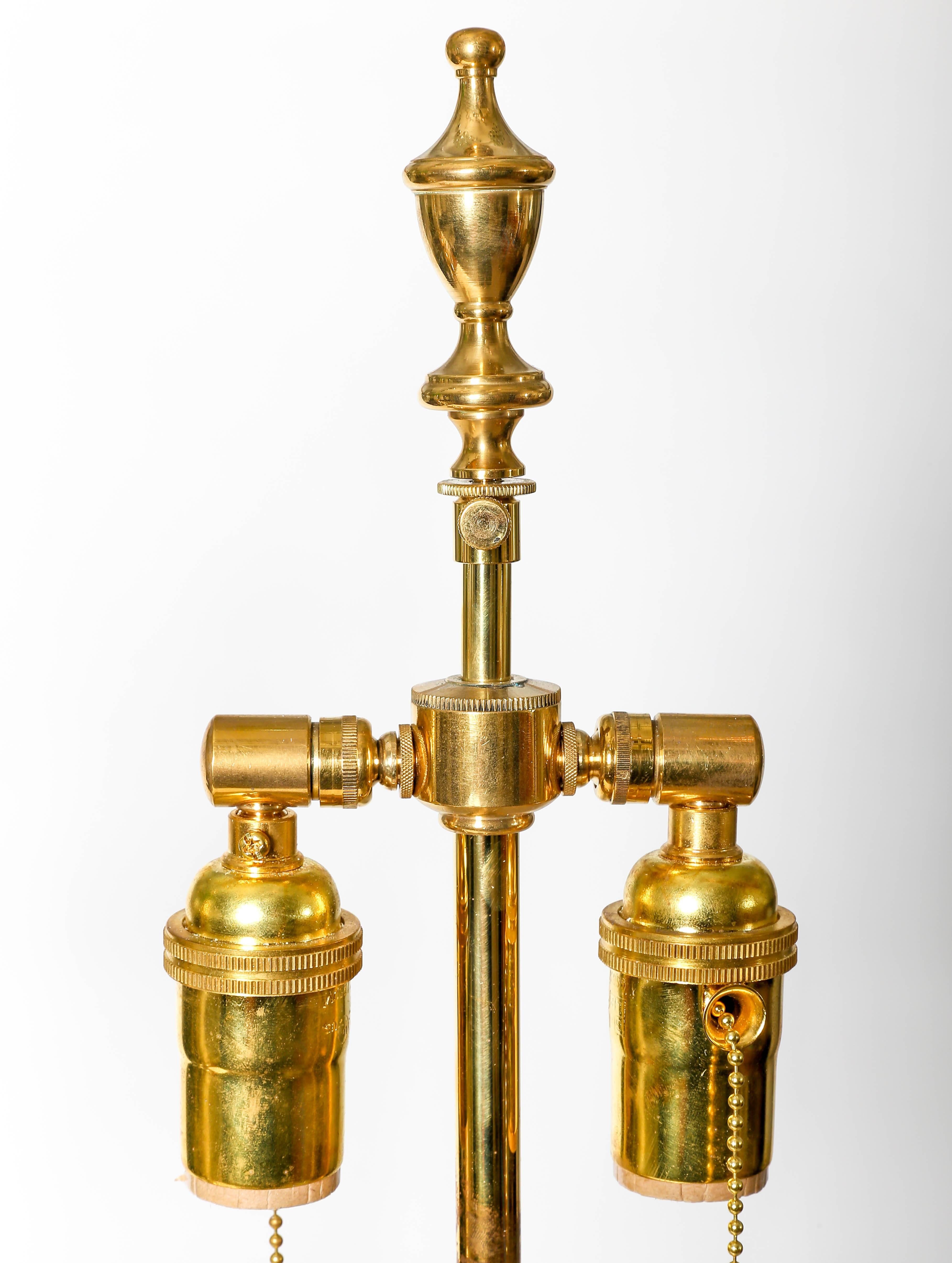 Pair of Onyx and Brass Table Lamps In Excellent Condition For Sale In Bridgehampton, NY