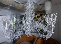 Faux Coral and Metal 12-Candelabra Chandelier