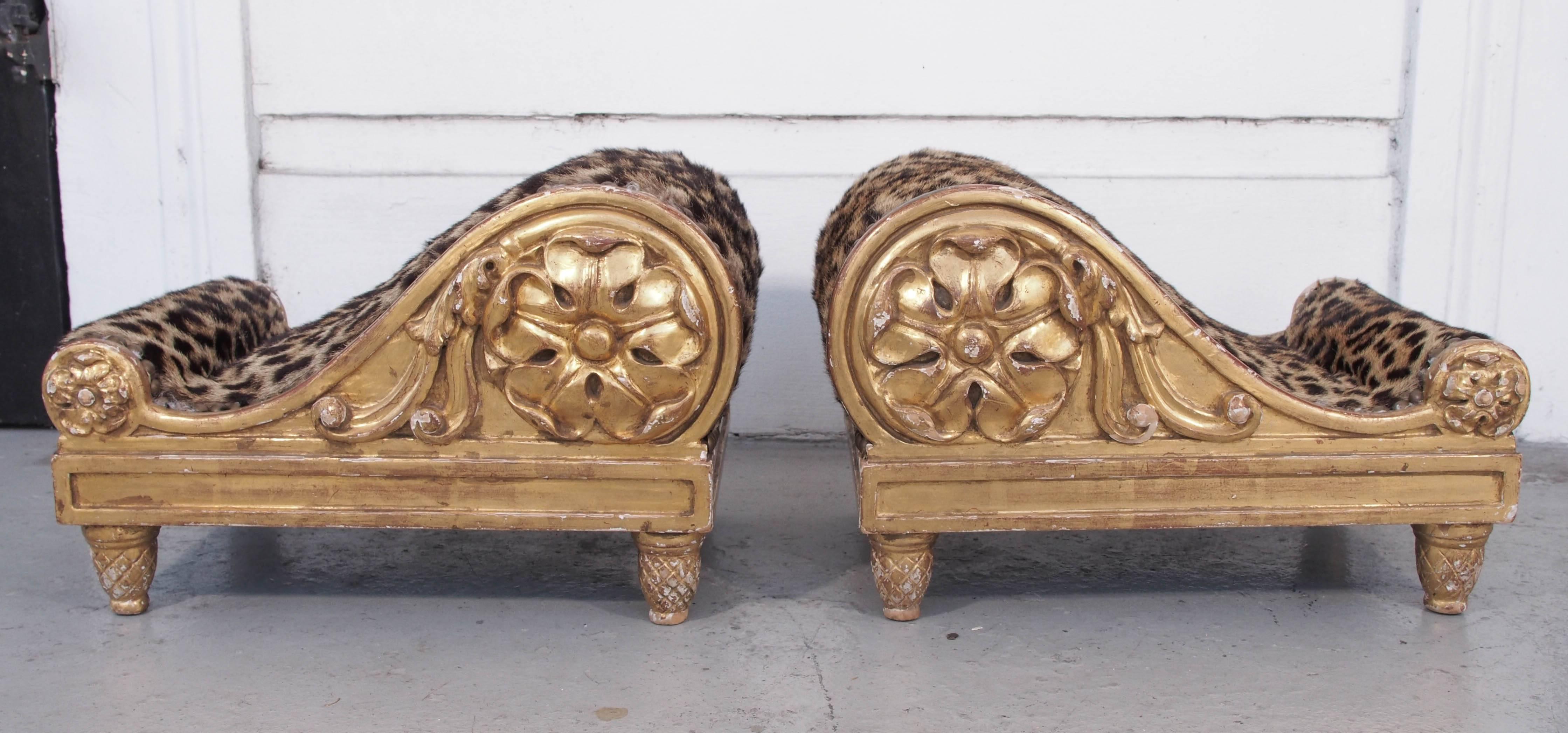 19th Century Pair of English Regency Giltwood Gout Stools